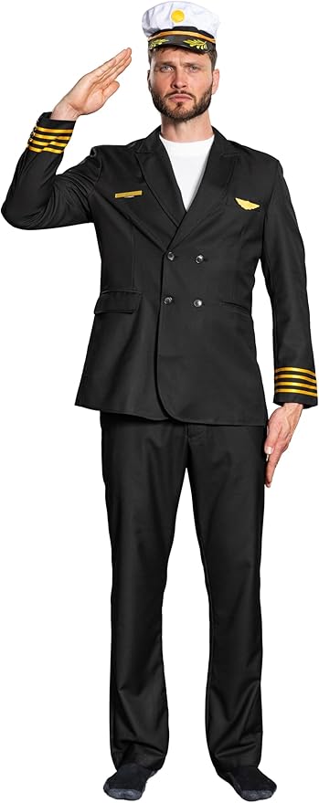 Adult Men's Pilots Uniform Halloween Cosplay Costume Deluxe Set - TVStoreOnline