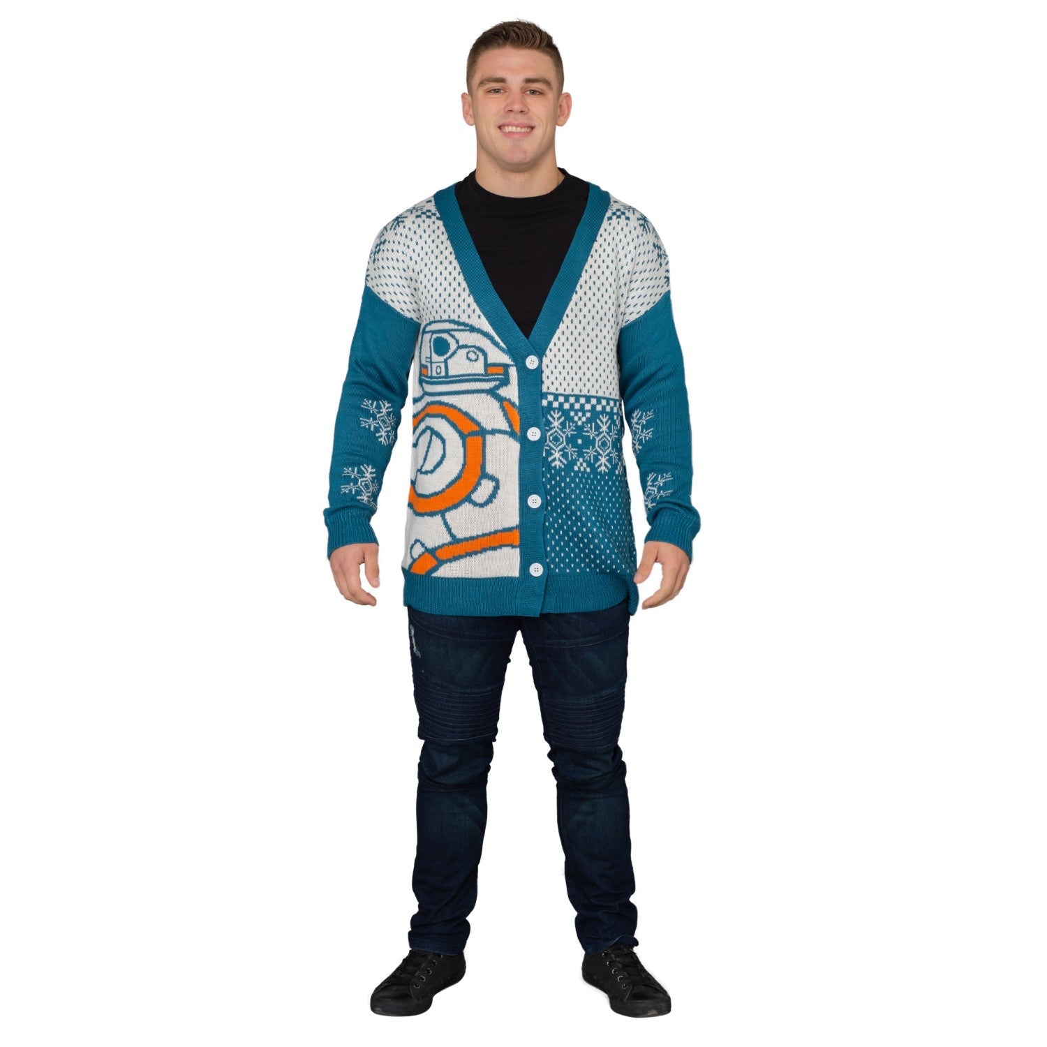 Adult Unisex BB8 Star Wars Ugly Christmas Cardigan Sweater - TVStoreOnline