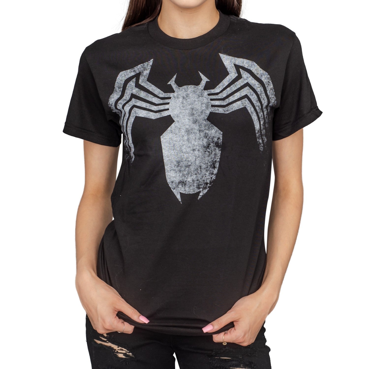 Adult Unisex Spider-Man Venom Spider Legs Faded Black T-shirt - TVStoreOnline