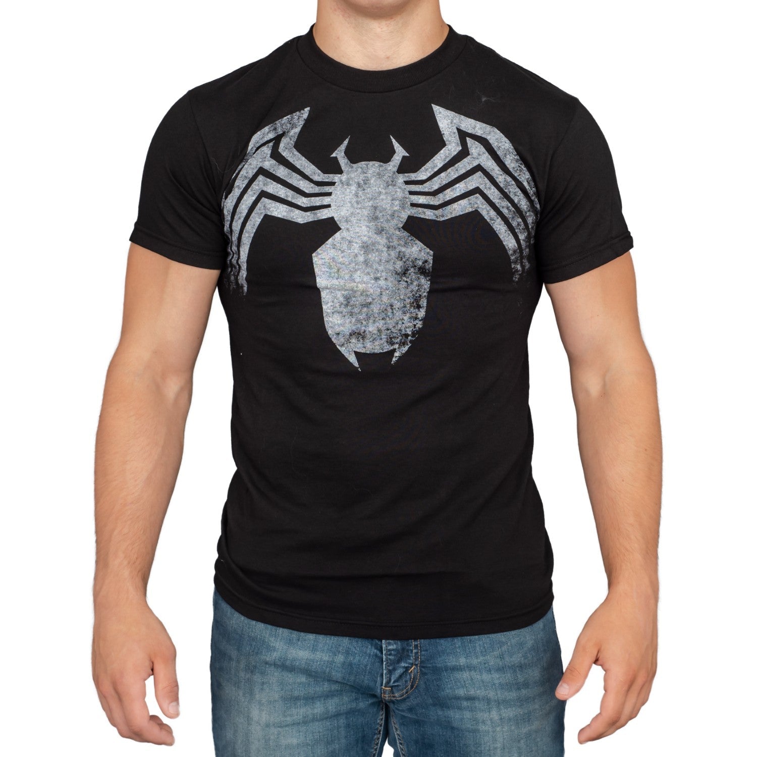 Adult Unisex Spider-Man Venom Spider Legs Faded Black T-shirt - TVStoreOnline