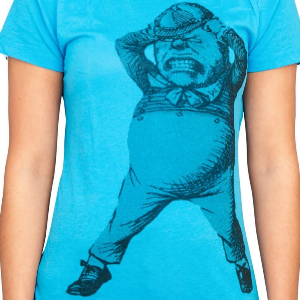 Alice In Wonderland Tweedle Dee Dum Juniors Turquoise T-shirt Tee - TVStoreOnline