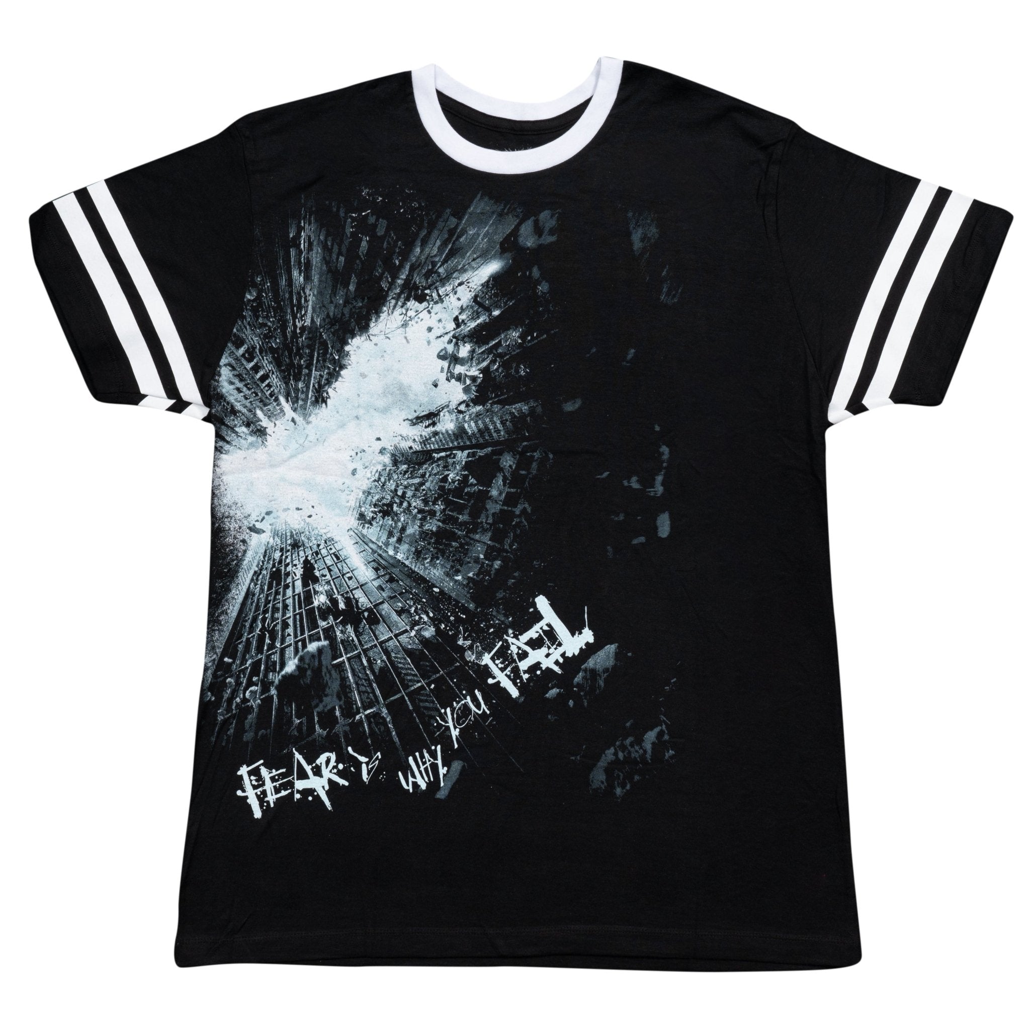 Batman The Dark Knight Fear is Why You Fail Striped sleeves Black Mens T-Shirt - TVStoreOnline