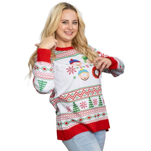 Best Friends Fair Isle Faces South Park Adult Unisex Ugly Christmas Sweater - TVStoreOnline