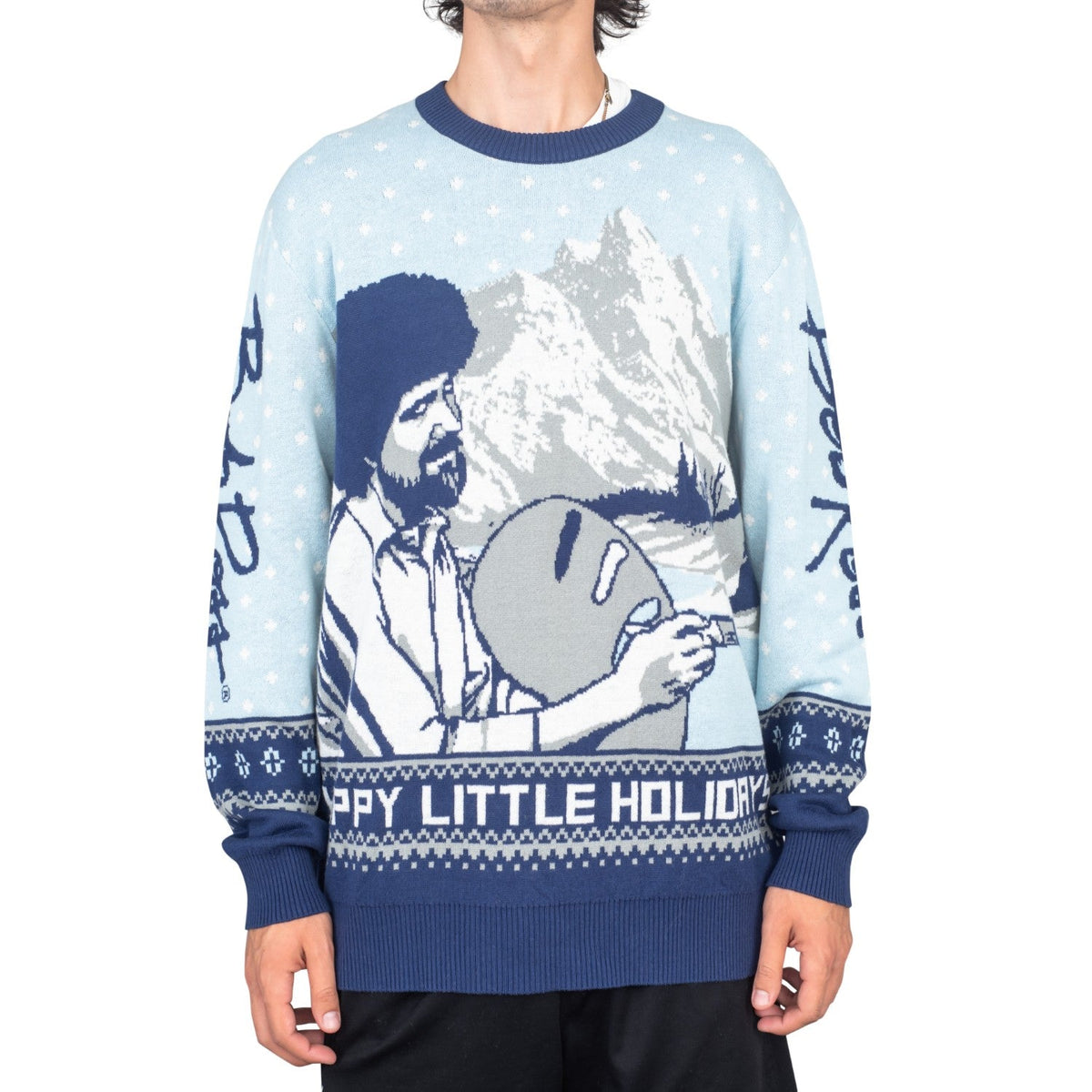 Bob Ross Happy Little Holidays Sweater - TVStoreOnline