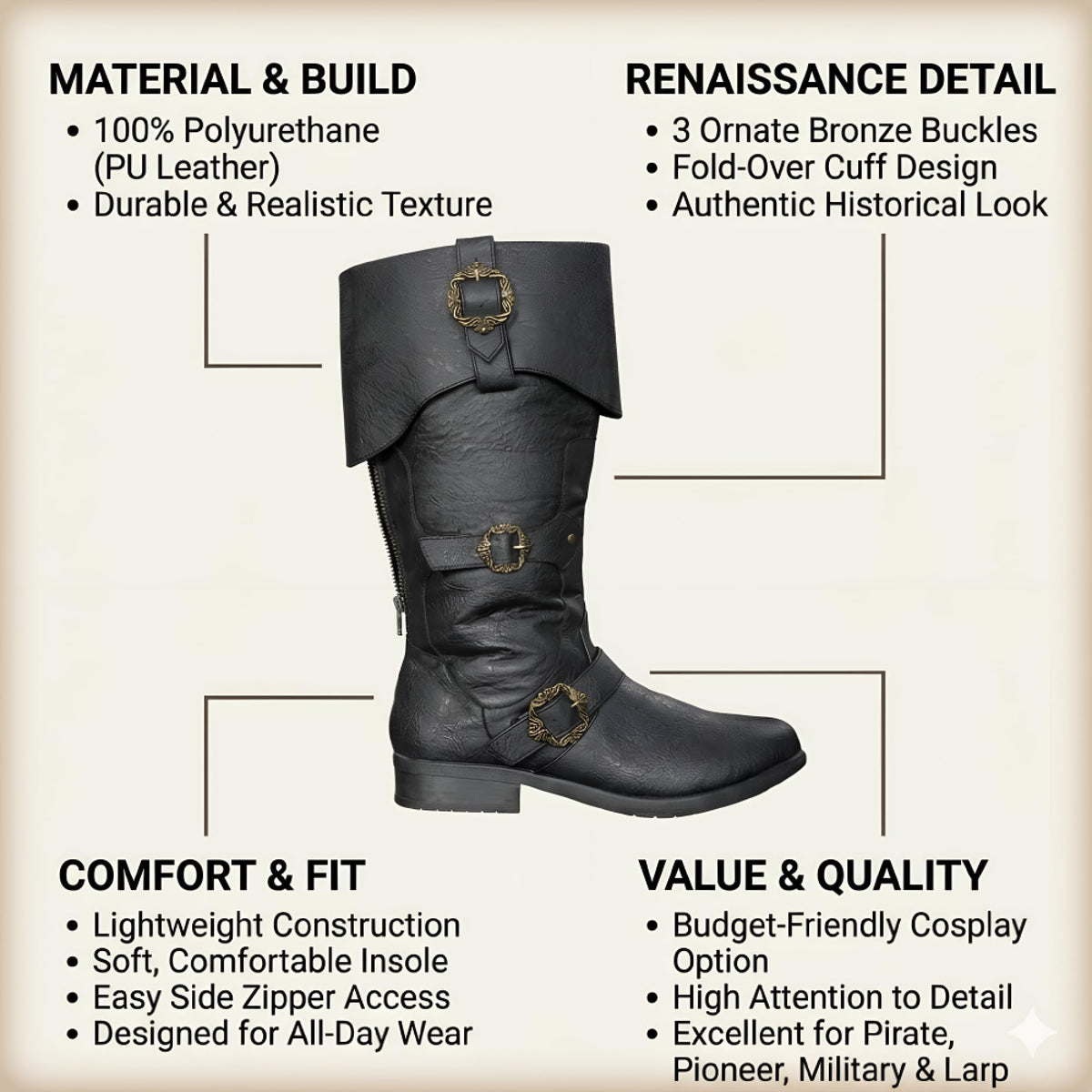 Caribbean Pirate Halloween Cosplay Unisex Costume Boots - TVStoreOnline