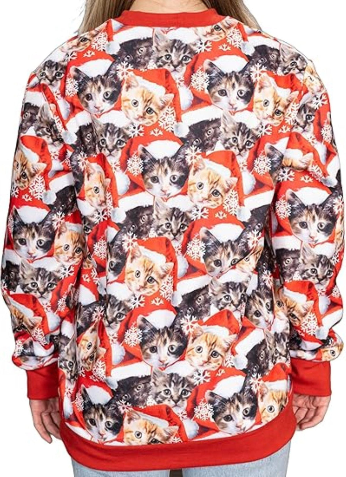 Christmas Cats All-Over Poly-Knit Adult Unisex Ugly Christmas Sweatshirt - TVStoreOnline