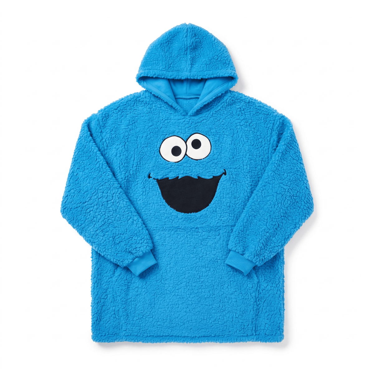 Cookie Monster Adult Unisex One Size Fits All Fleece Hooded Poncho - TVStoreOnline