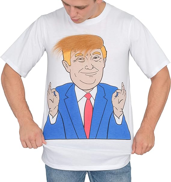 Costume Agent Former President 3D Hair White T-Shirt - TVStoreOnline