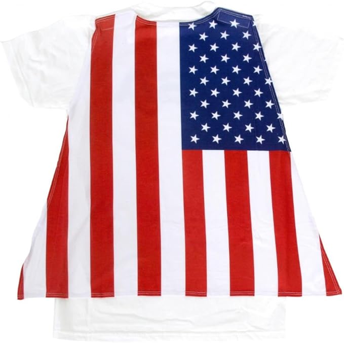 Costume Agent USA Mens T-Shirt with American Flag Cape - TVStoreOnline