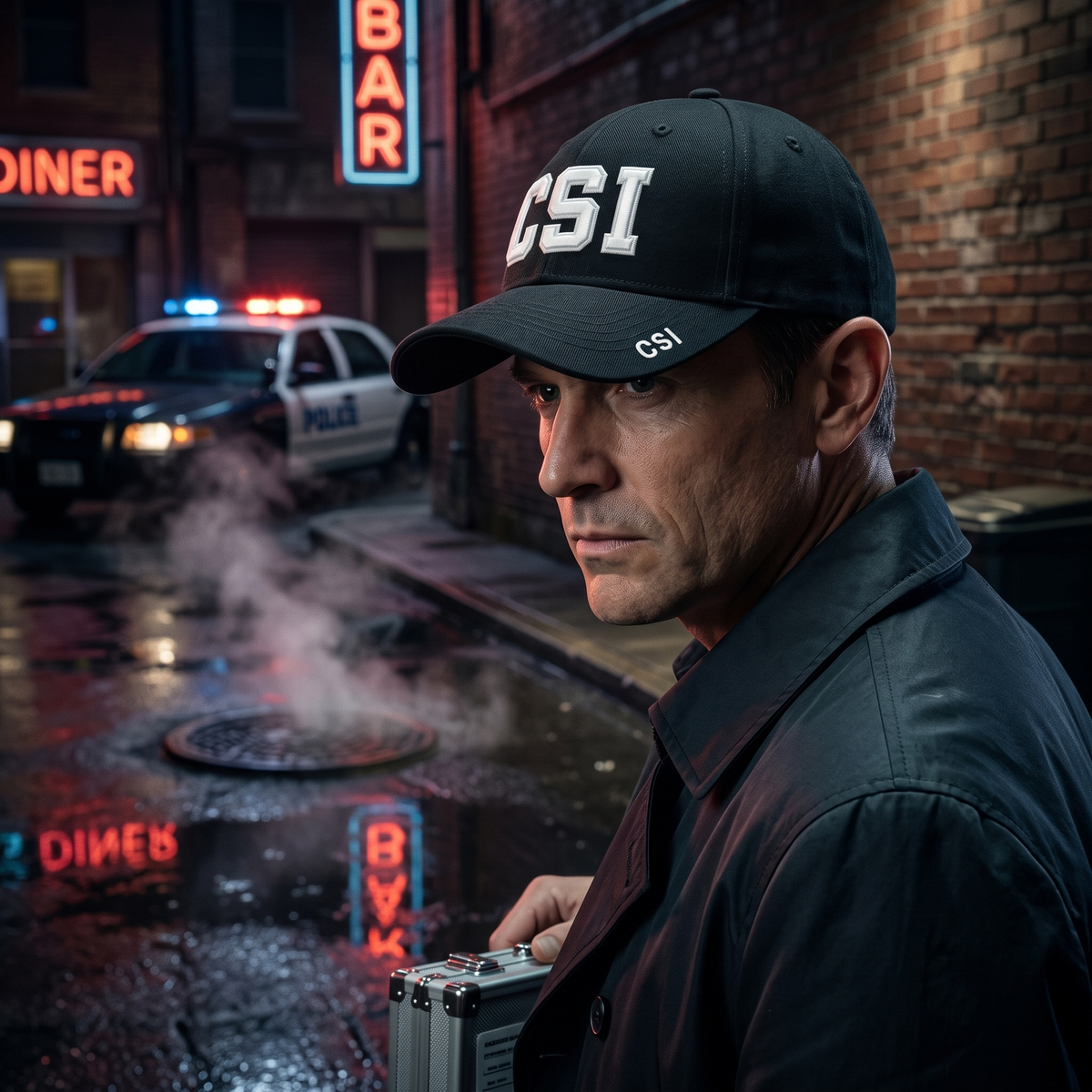 Crime Investigation Logo Black Strapback Hat Halloween Costume Cap