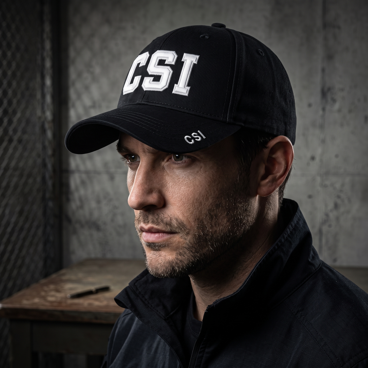 Crime Investigation Logo Black Strapback Hat Halloween Costume Cap