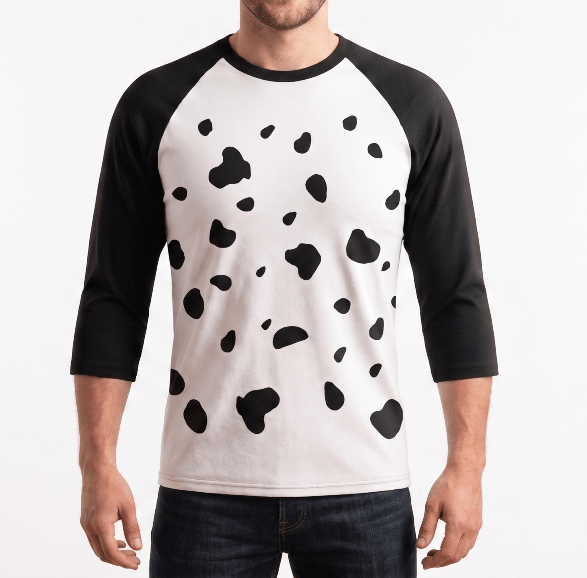 Dalmatian Shirt 3/4 Sleeve Raglan Adult Unisex Halloween Cosplay Costume Shirt - TVStoreOnline