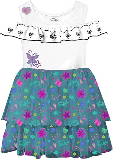 Disney Big Girl's Encanto Mirabel Pretty Floral Butterfly Ruffle Halloween Cosplay Skirt - TVStoreOnline