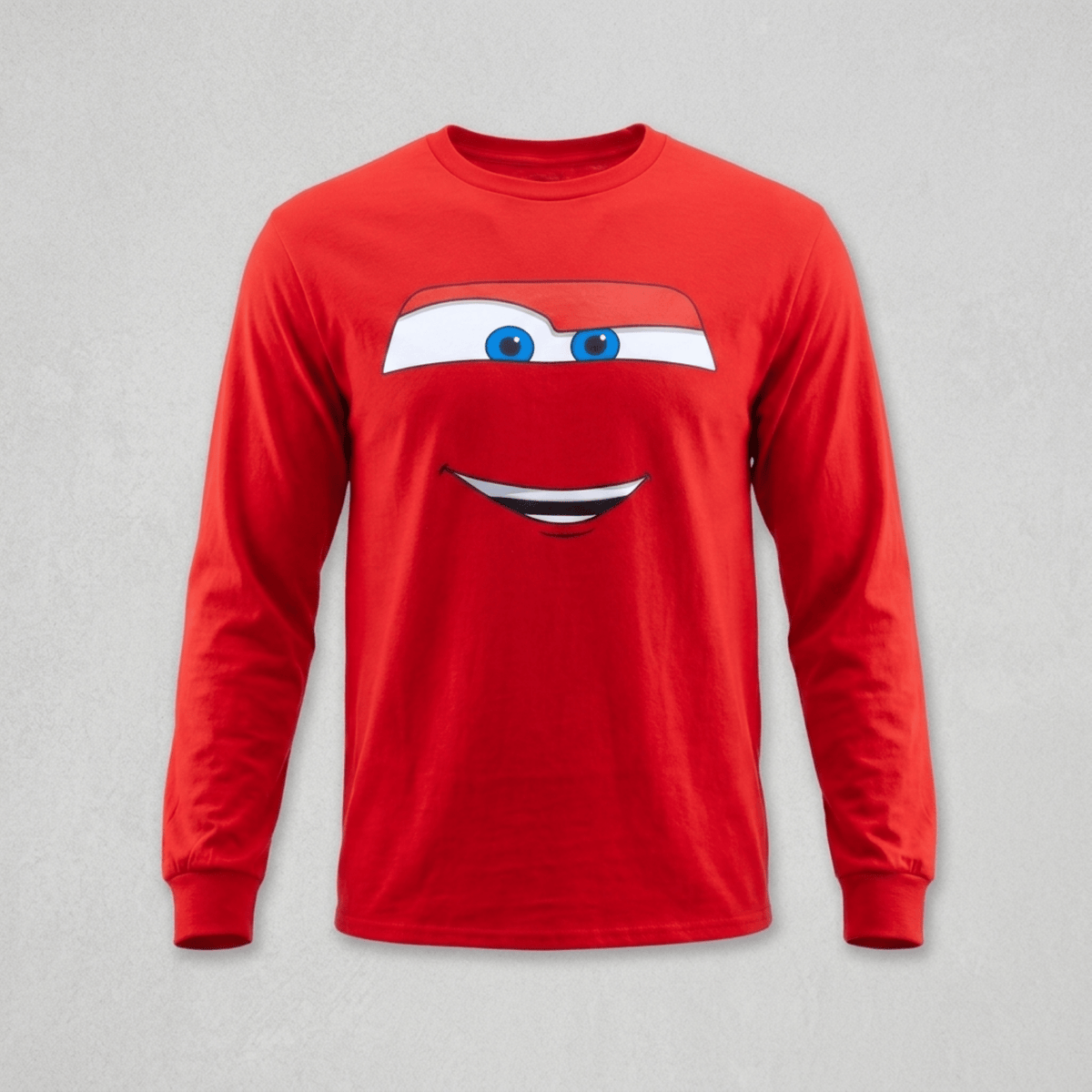Disney Cars Licensed Lightning McQueen Big Face Adult Unisex Long Sleeve Shirt - TVStoreOnline