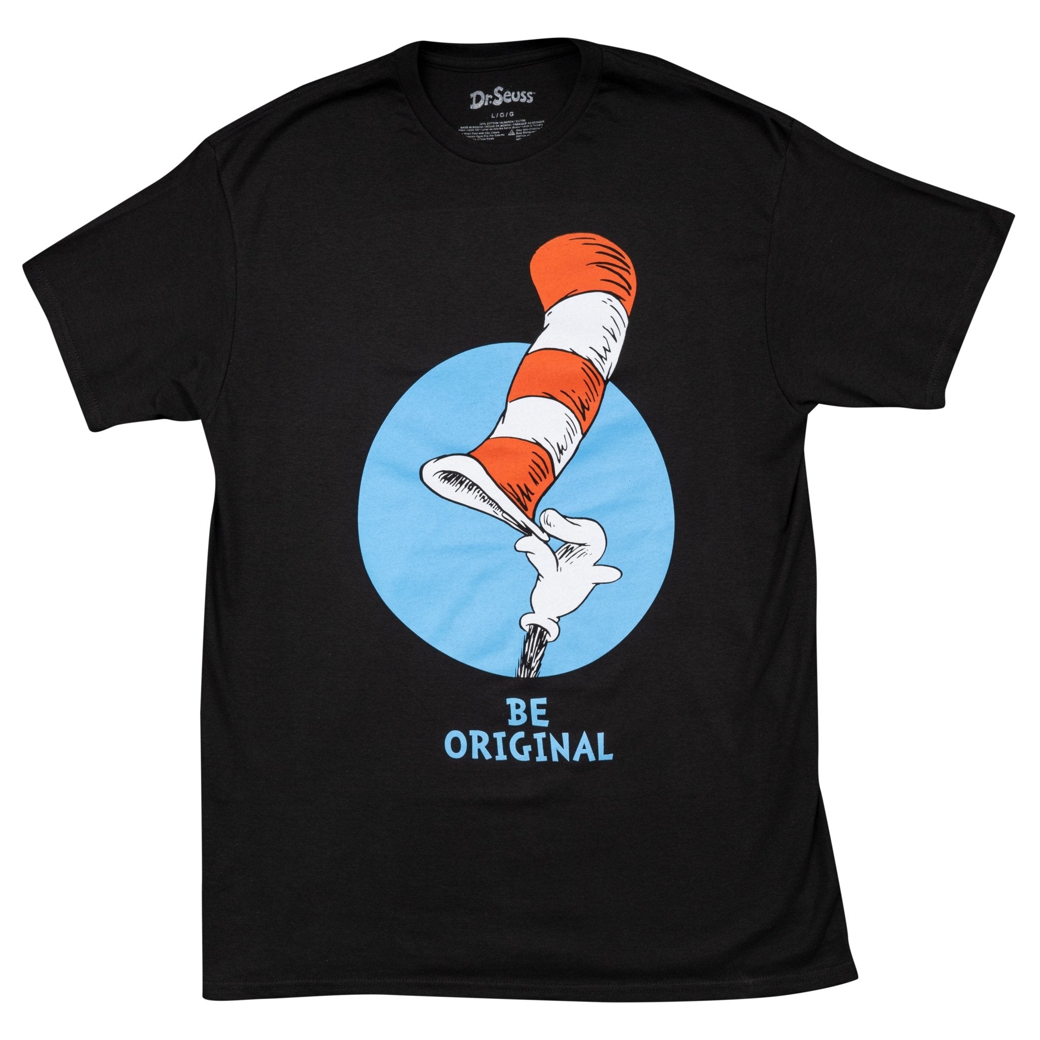 Dr Seuss Be Original Tip Hat Adult Short Sleeves Black T-Shirt - TVStoreOnline