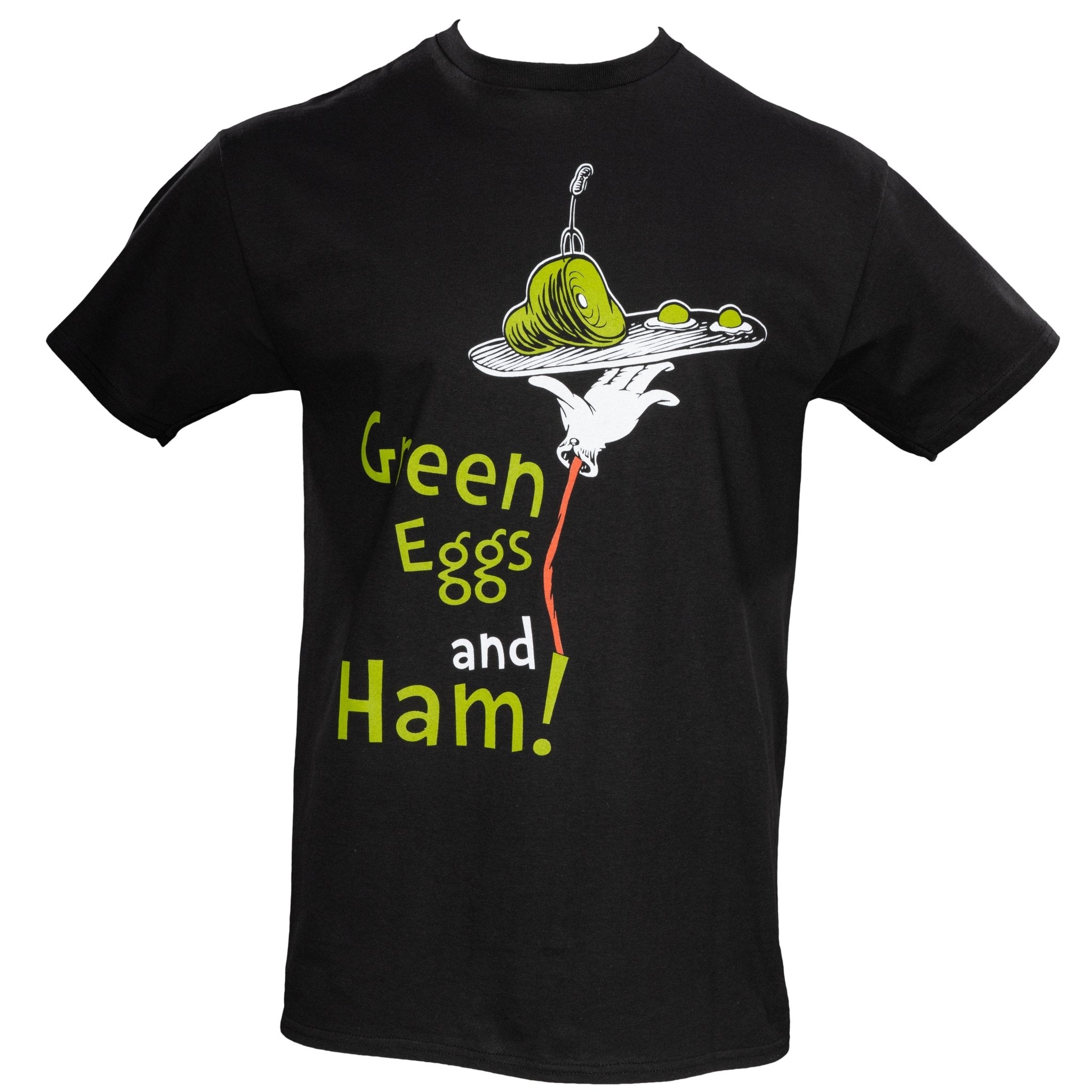 Dr Seuss Green Eggs and Ham Adult Short Sleeves Black T-Shirt - TVStoreOnline