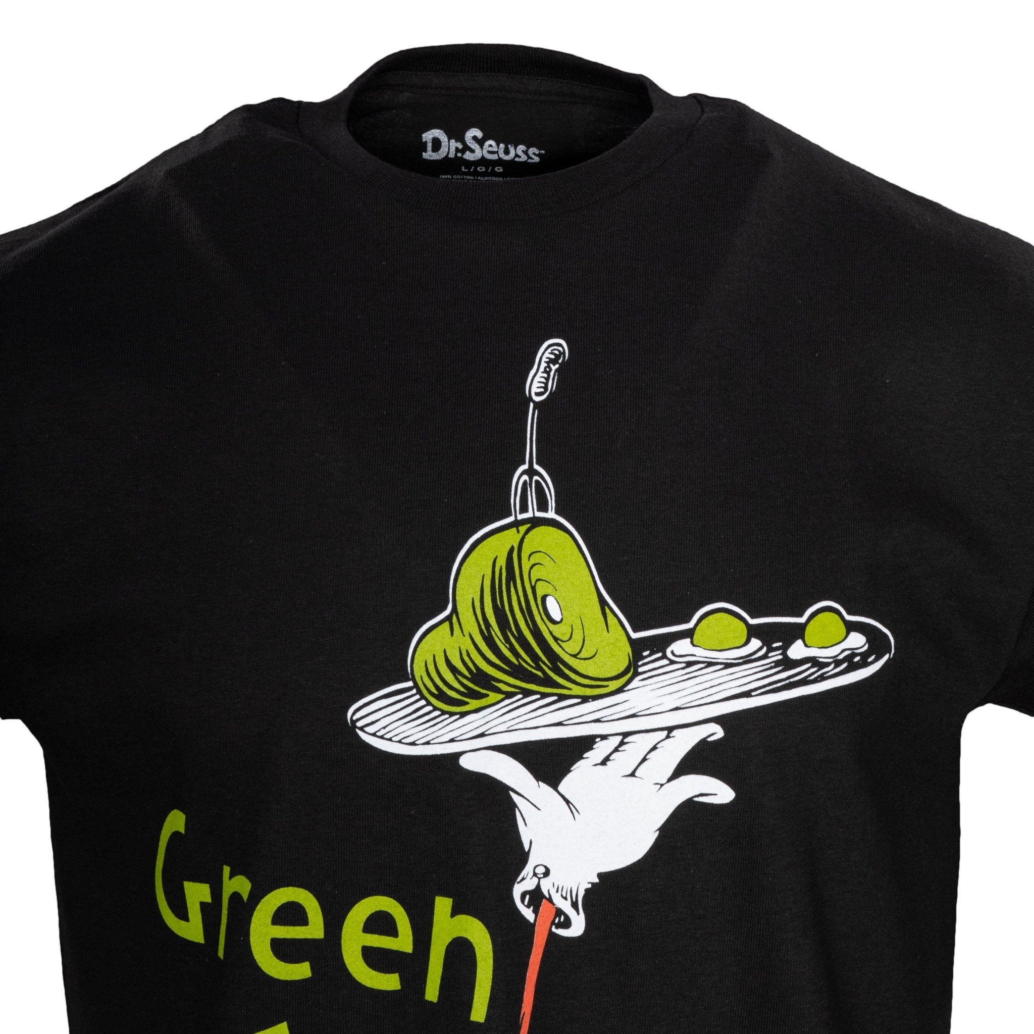 Dr Seuss Green Eggs and Ham Adult Short Sleeves Black T-Shirt - TVStoreOnline