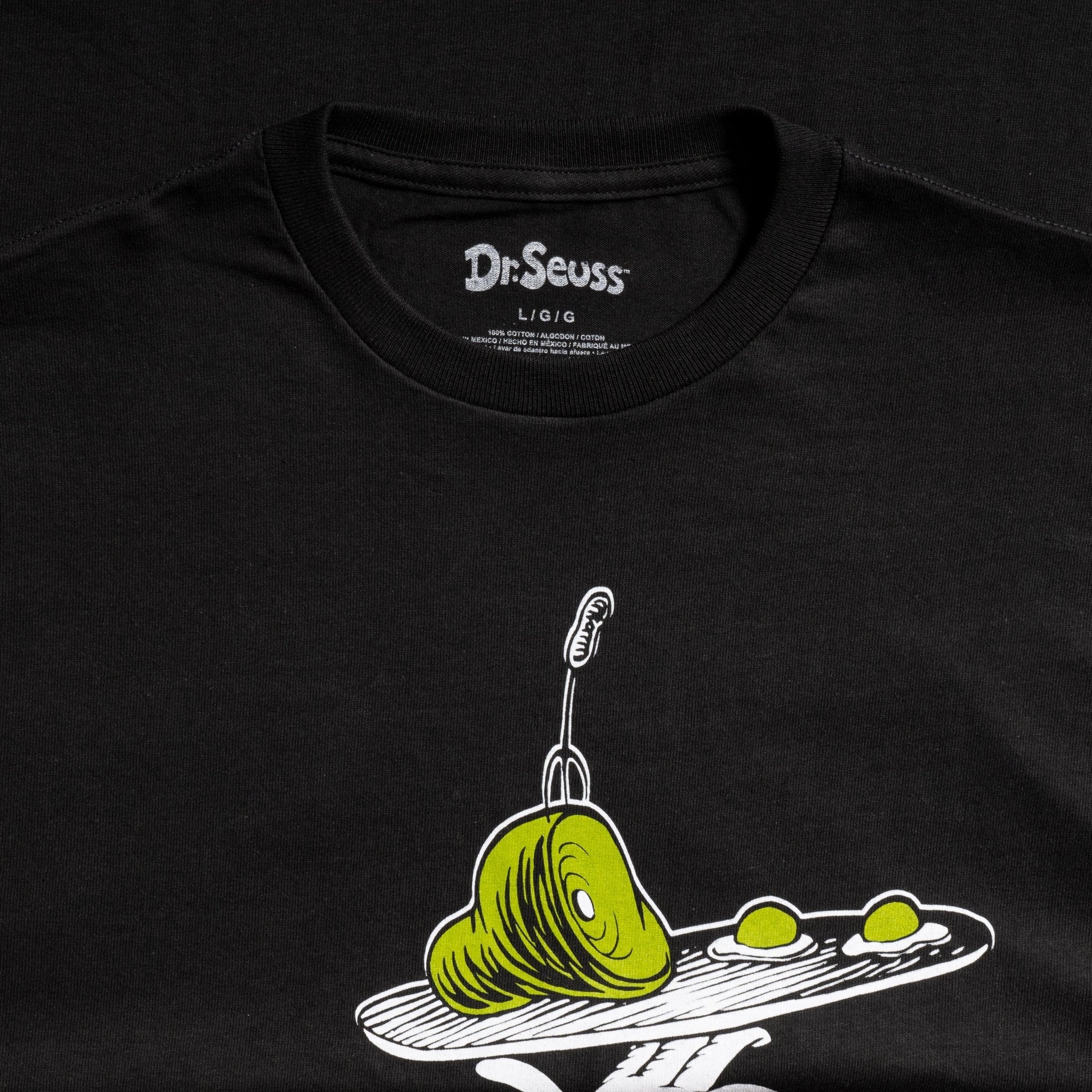 Dr Seuss Green Eggs and Ham Adult Short Sleeves Black T-Shirt - TVStoreOnline