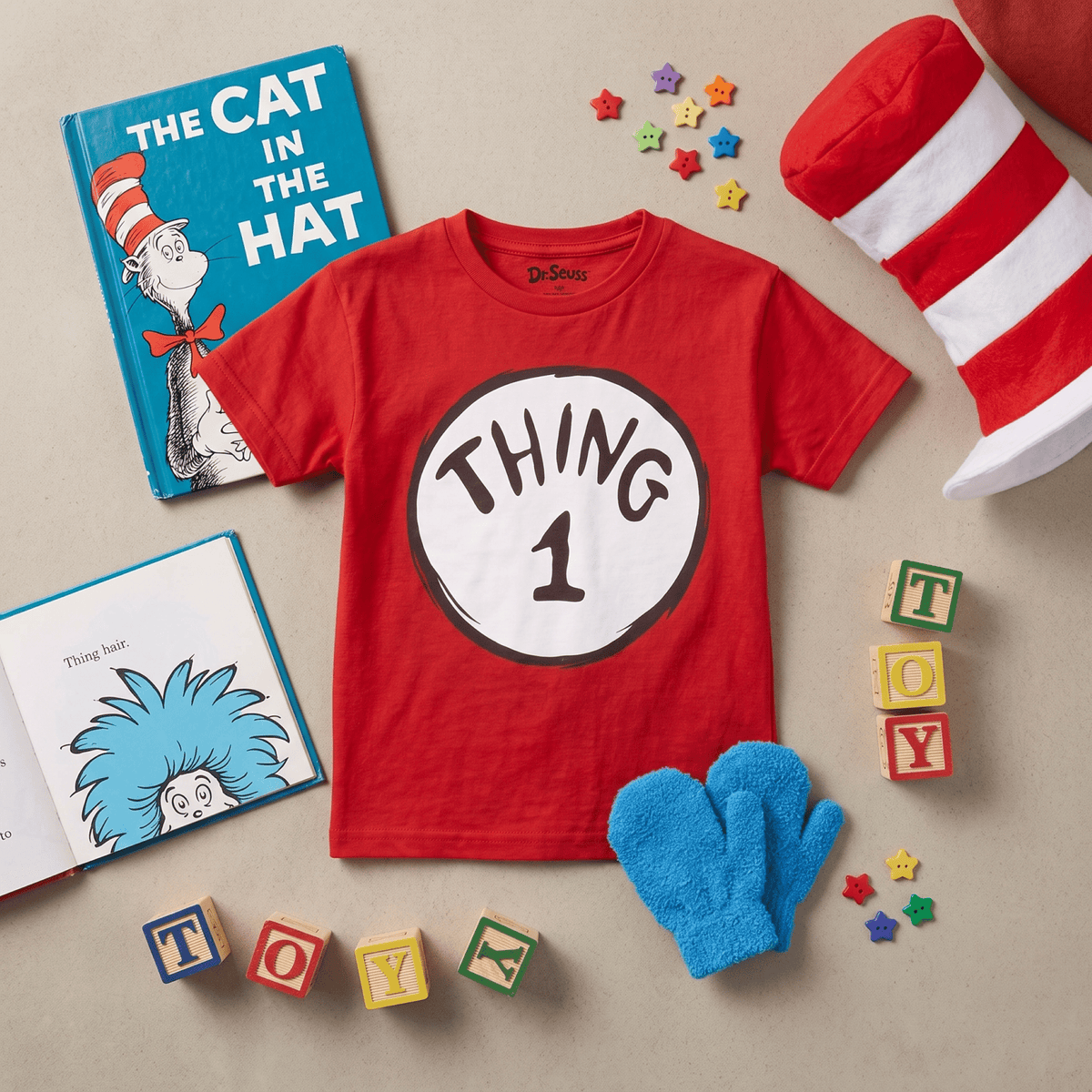 Dr. Seuss Thing 1 or Thing 2 Kids Youth Halloween Cosplay Costume T-Shirt - TVStoreOnline