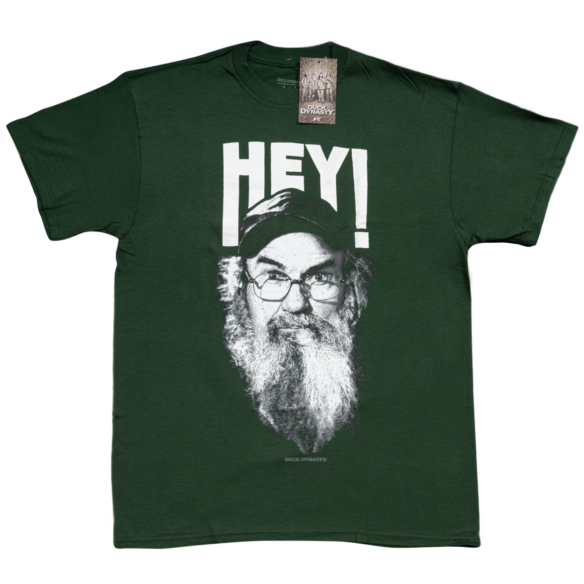 Duck Dynasty Si Robertson Commander HEY! Adult Green t-shirt tee - TVStoreOnline