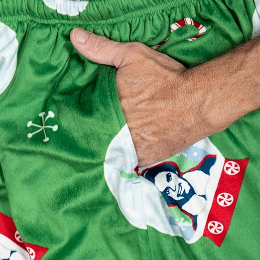 Elf Snowflakes Unisex Adult Candy Cane Green Lounge Pants - TVStoreOnline