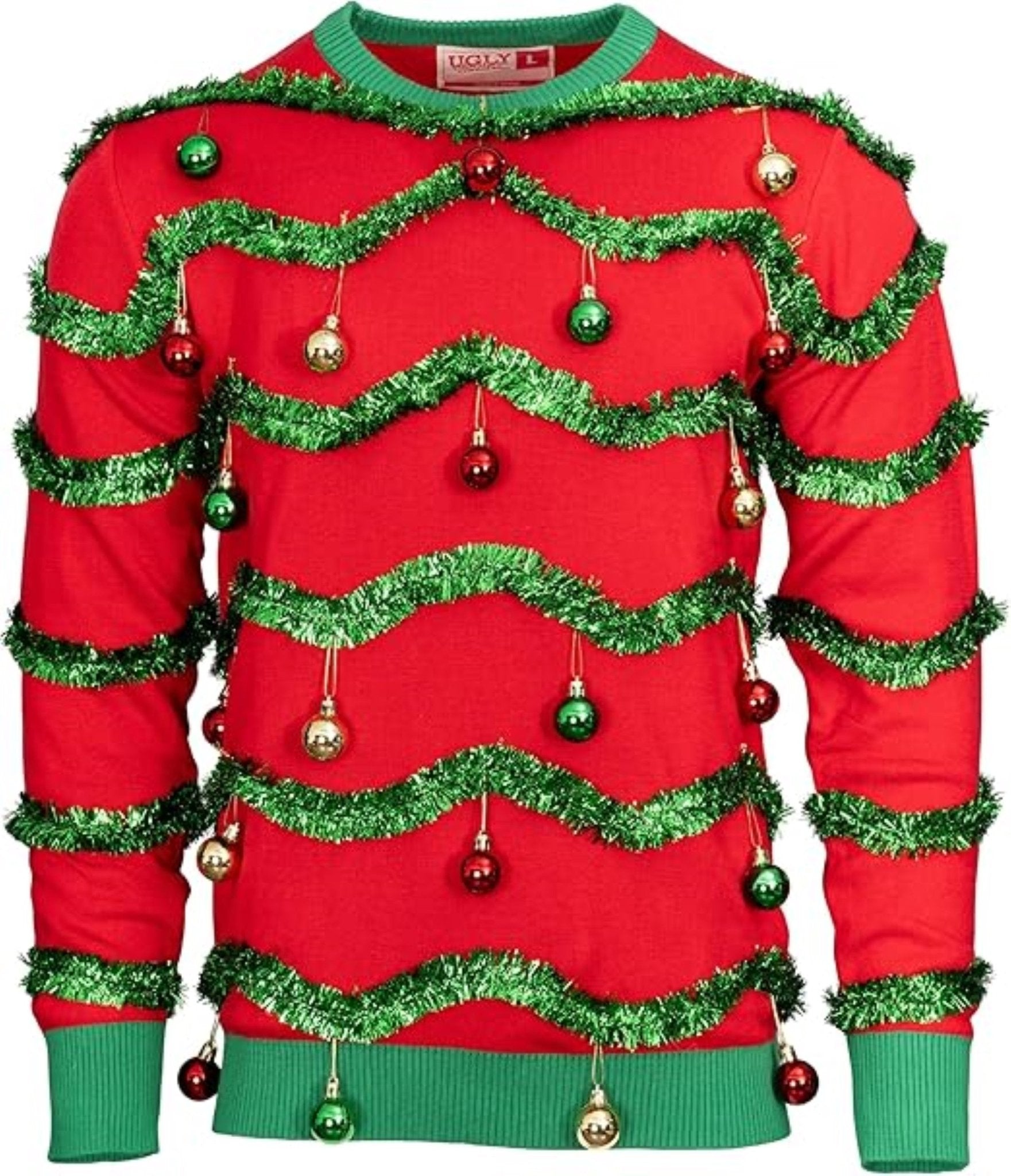 Festive Garland/3D Tree Ornaments Adult Unisex Knitted Ugly Christmas Sweater - TVStoreOnline