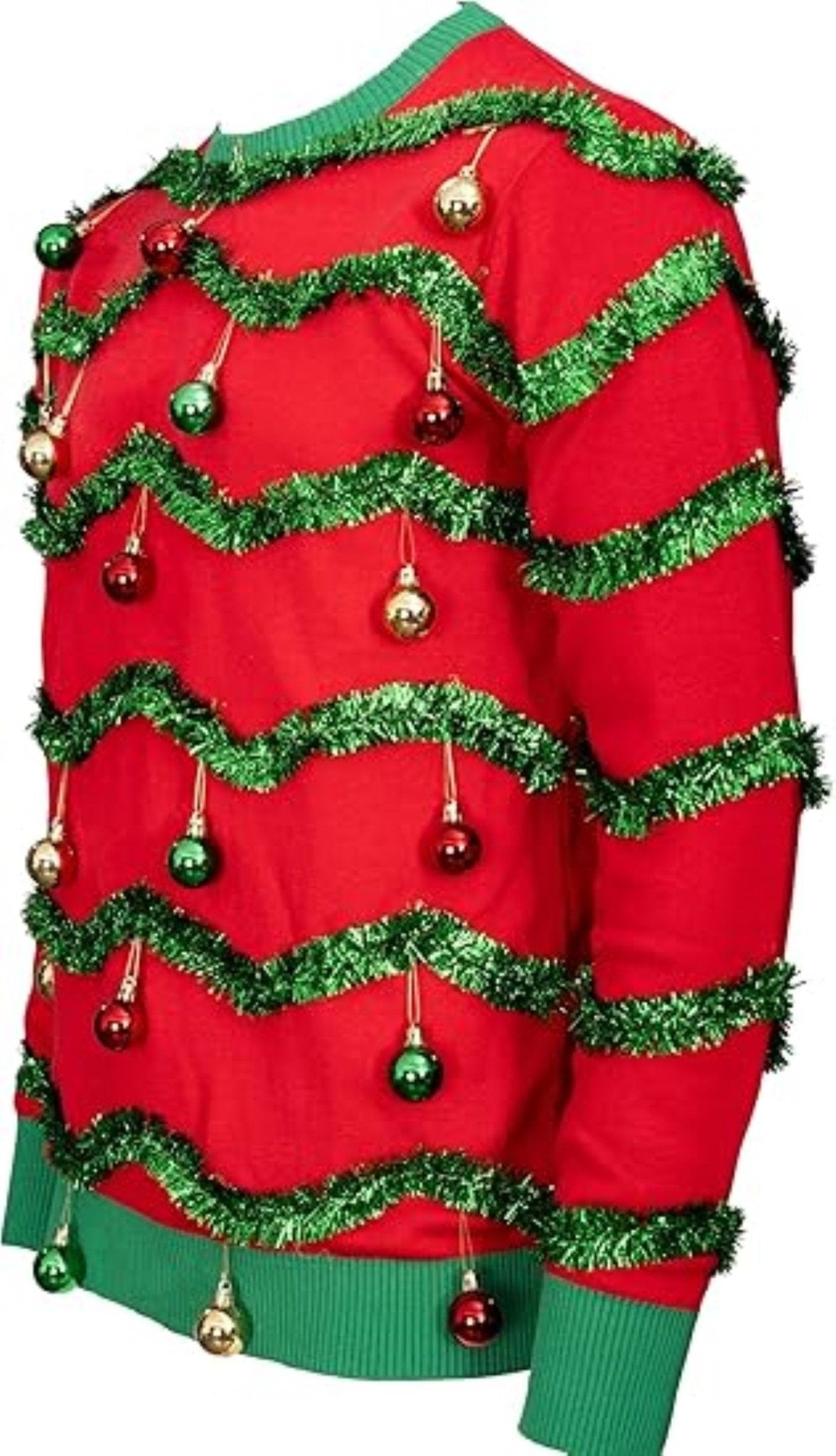 Festive Garland/3D Tree Ornaments Adult Unisex Knitted Ugly Christmas Sweater - TVStoreOnline