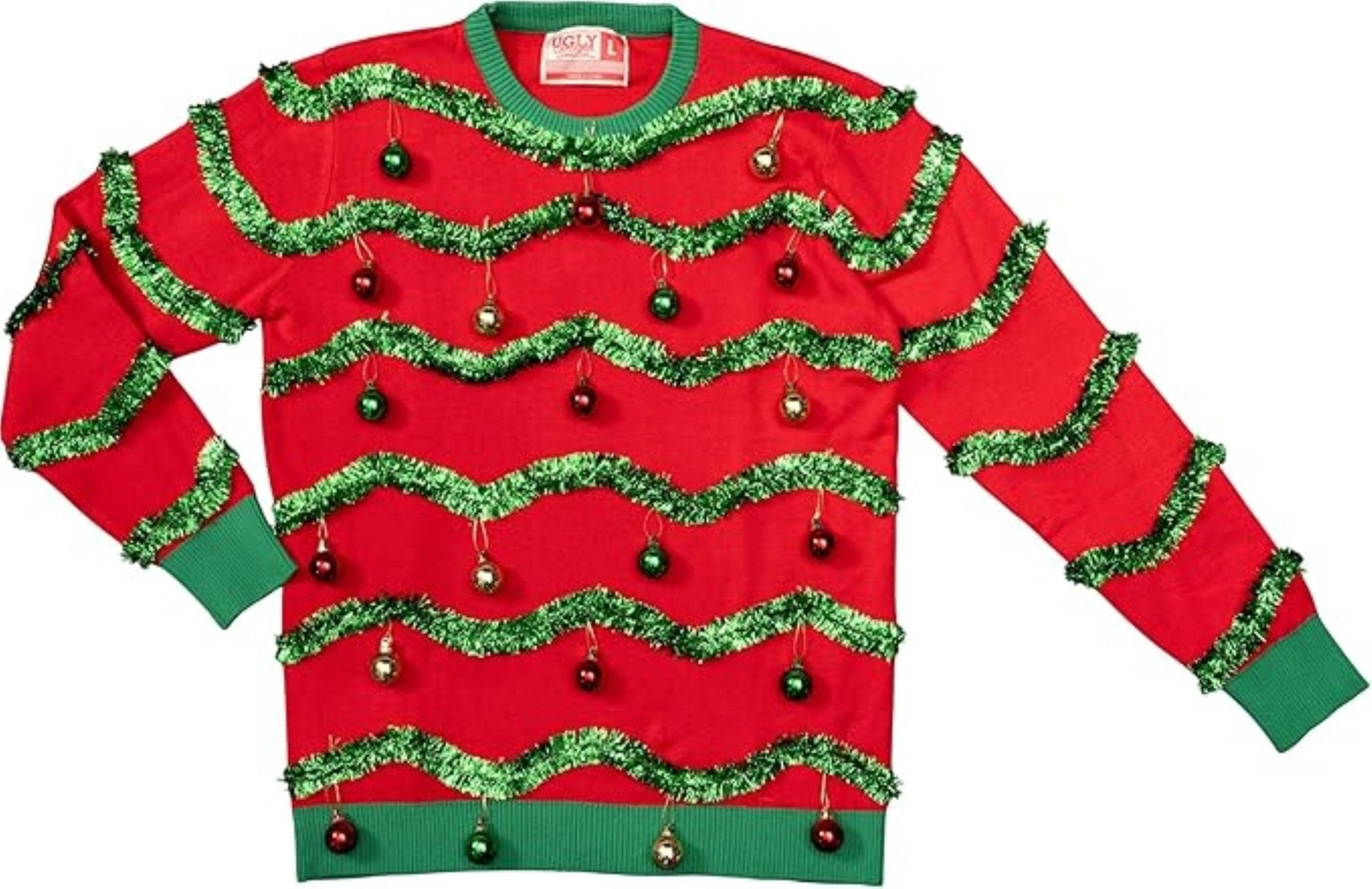 Festive Garland/3D Tree Ornaments Adult Unisex Knitted Ugly Christmas Sweater - TVStoreOnline