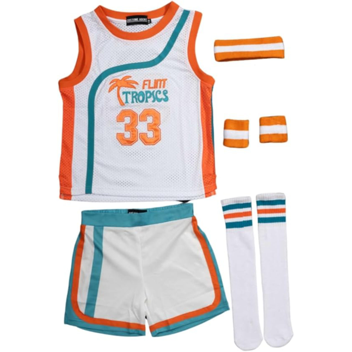 Flint Tropics Costume Set for Kids Channel Your Inner Jackie Moon with Basketball Jersey and Complete Ensemble for Halloween Cosplay