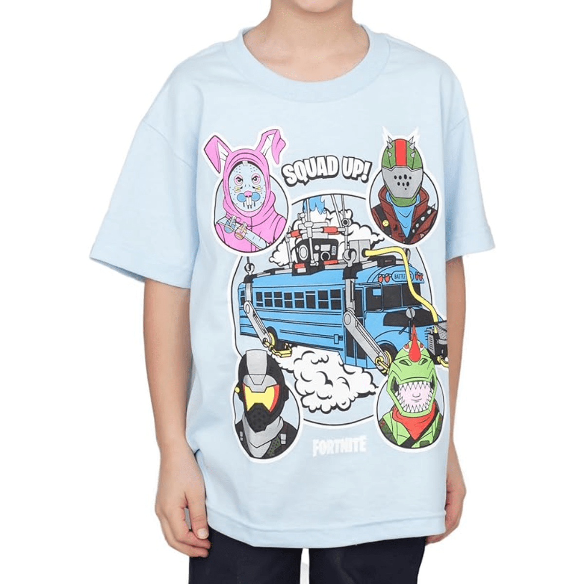 Fortnite Bus Crew Light Blue Youth T-shirt - TVStoreOnline