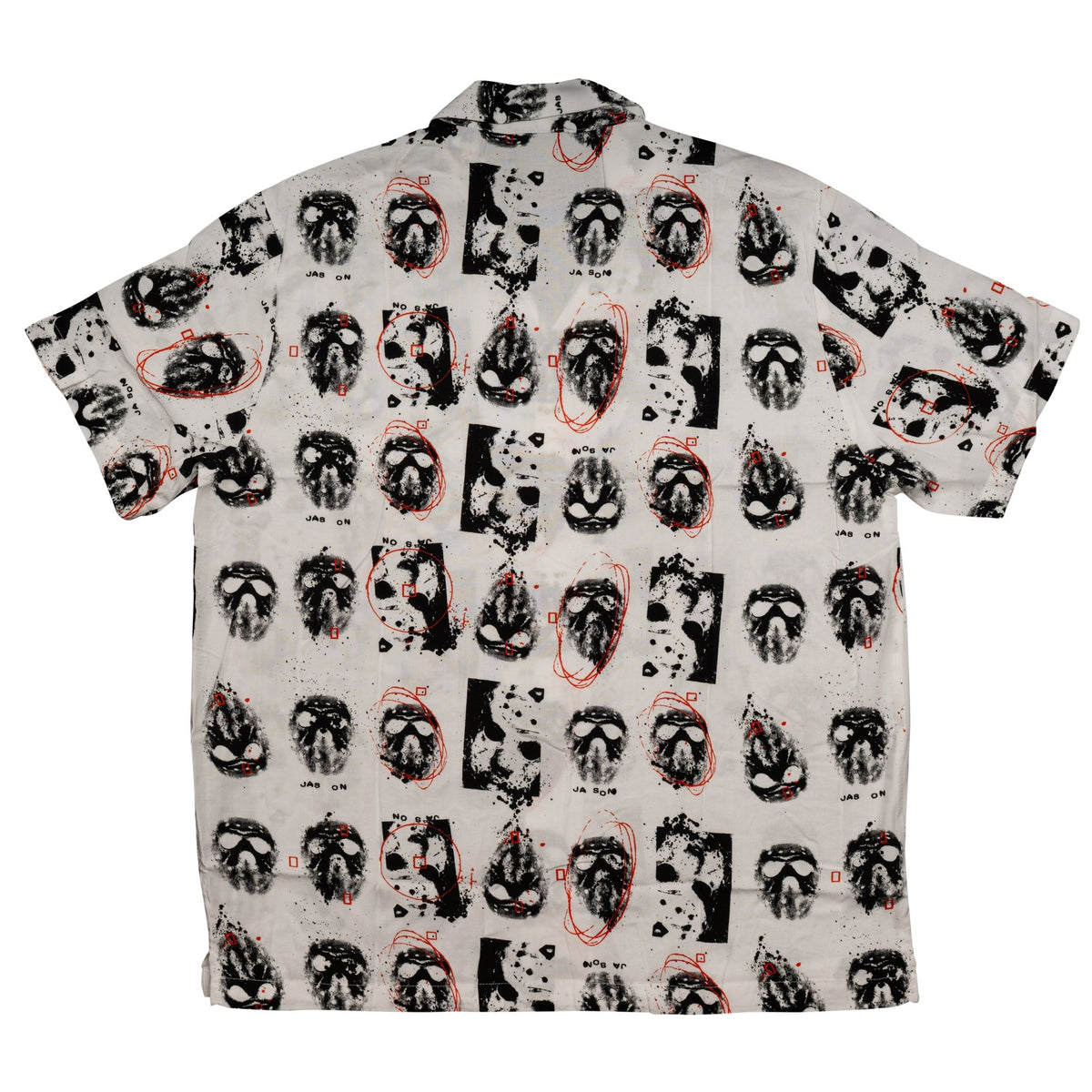 Friday The 13th Jason Rayon Button up Shirt SS Mask Scribble White - TVStoreOnline