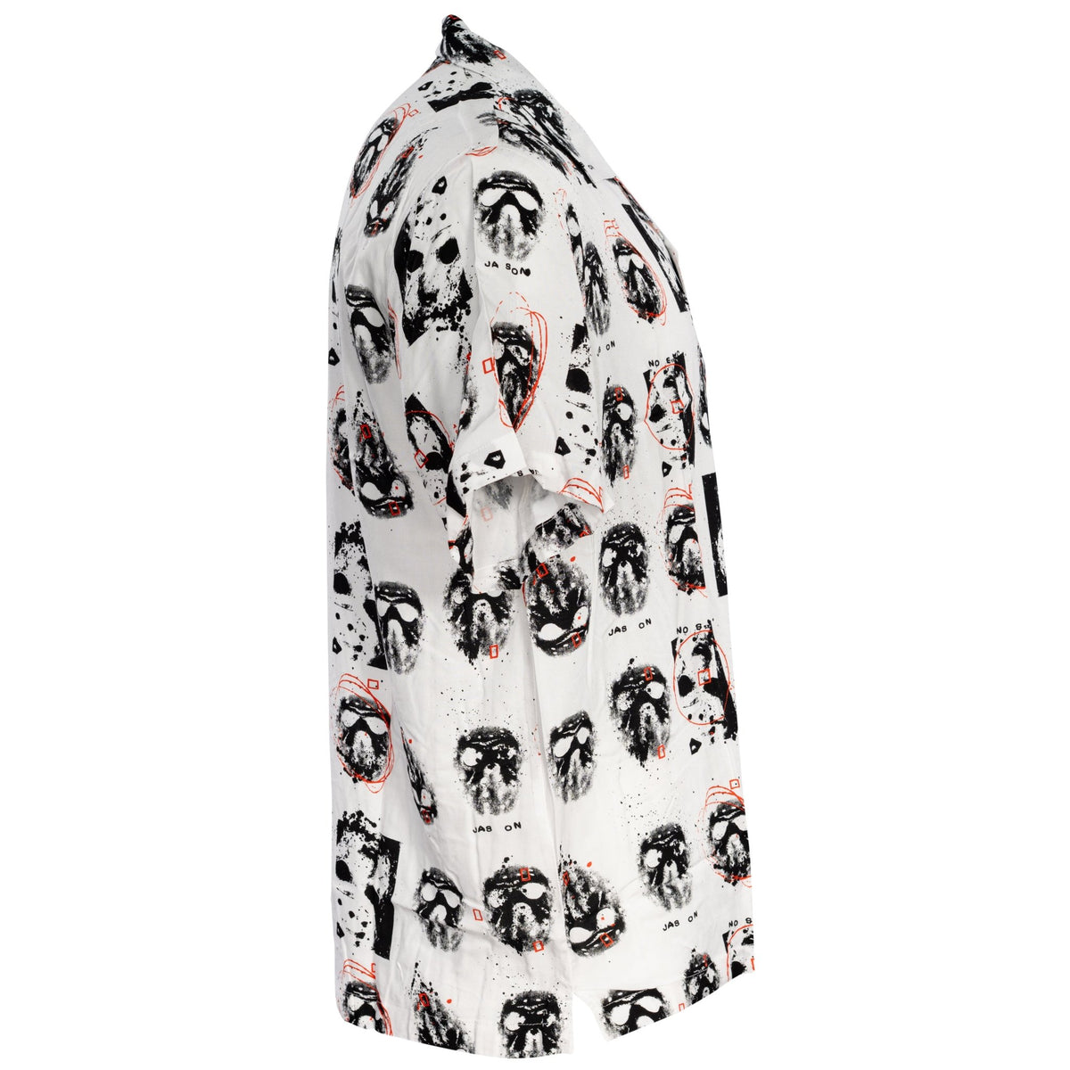 Friday The 13th Jason Rayon Button up Shirt SS Mask Scribble White - TVStoreOnline