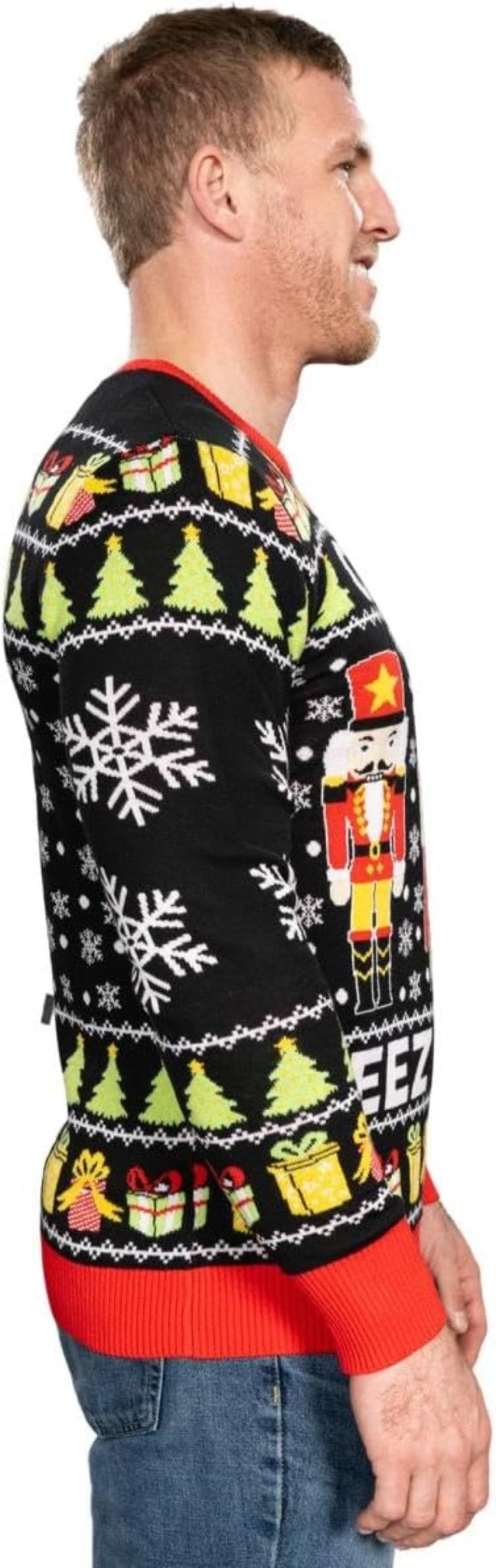 Funny Crack Deez Nuts Nutcracker Santa Knitted Ugly Christmas Sweater - TVStoreOnline