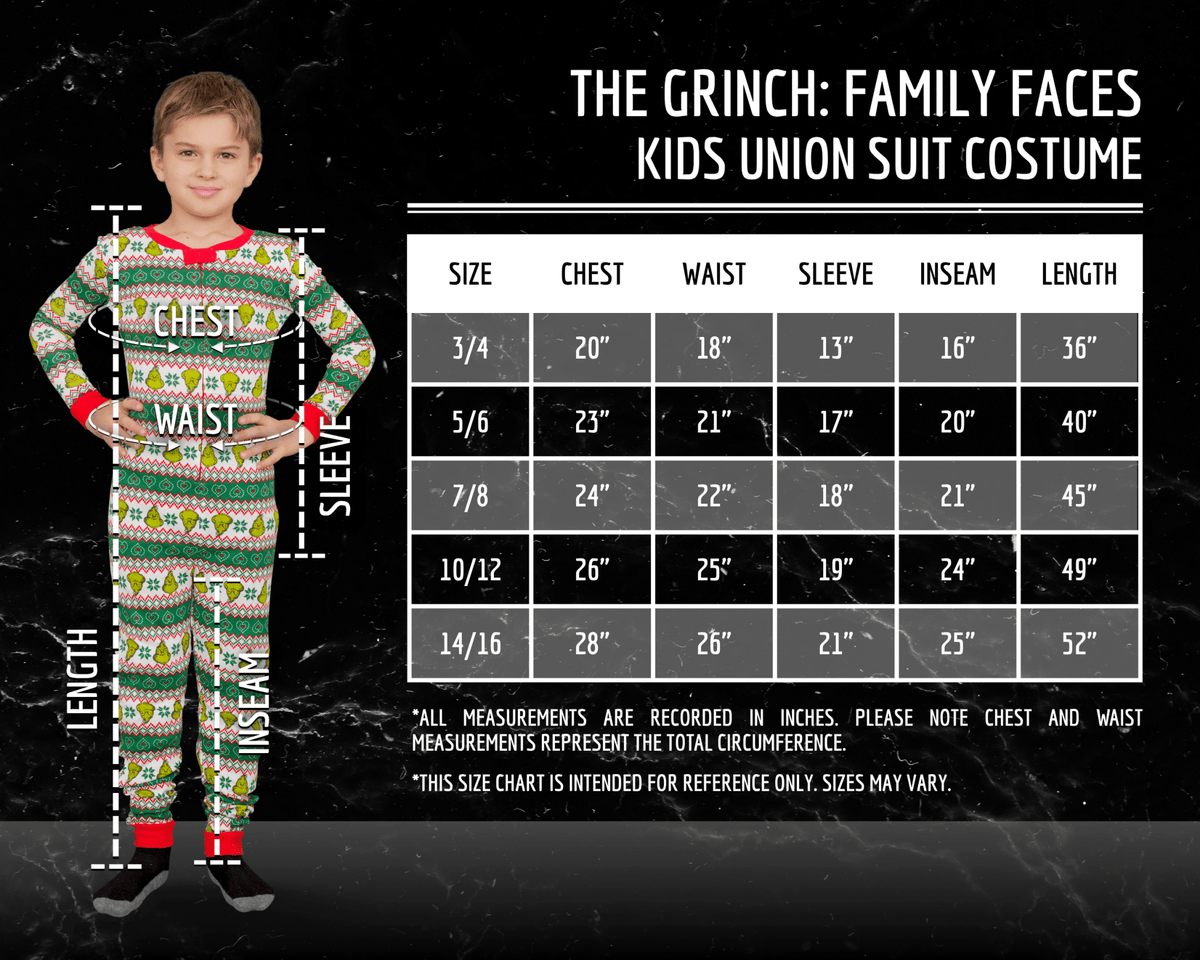 Grinch Family Faces Christmas Kids Pajama Union Suit - TVStoreOnline