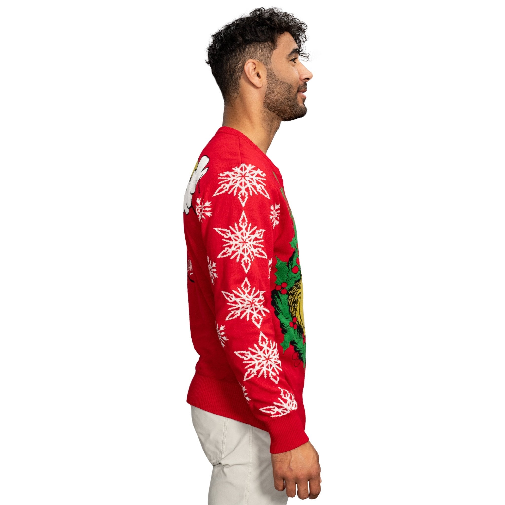 Grinch Head Santa Hat Wreath Sweater - TVStoreOnline