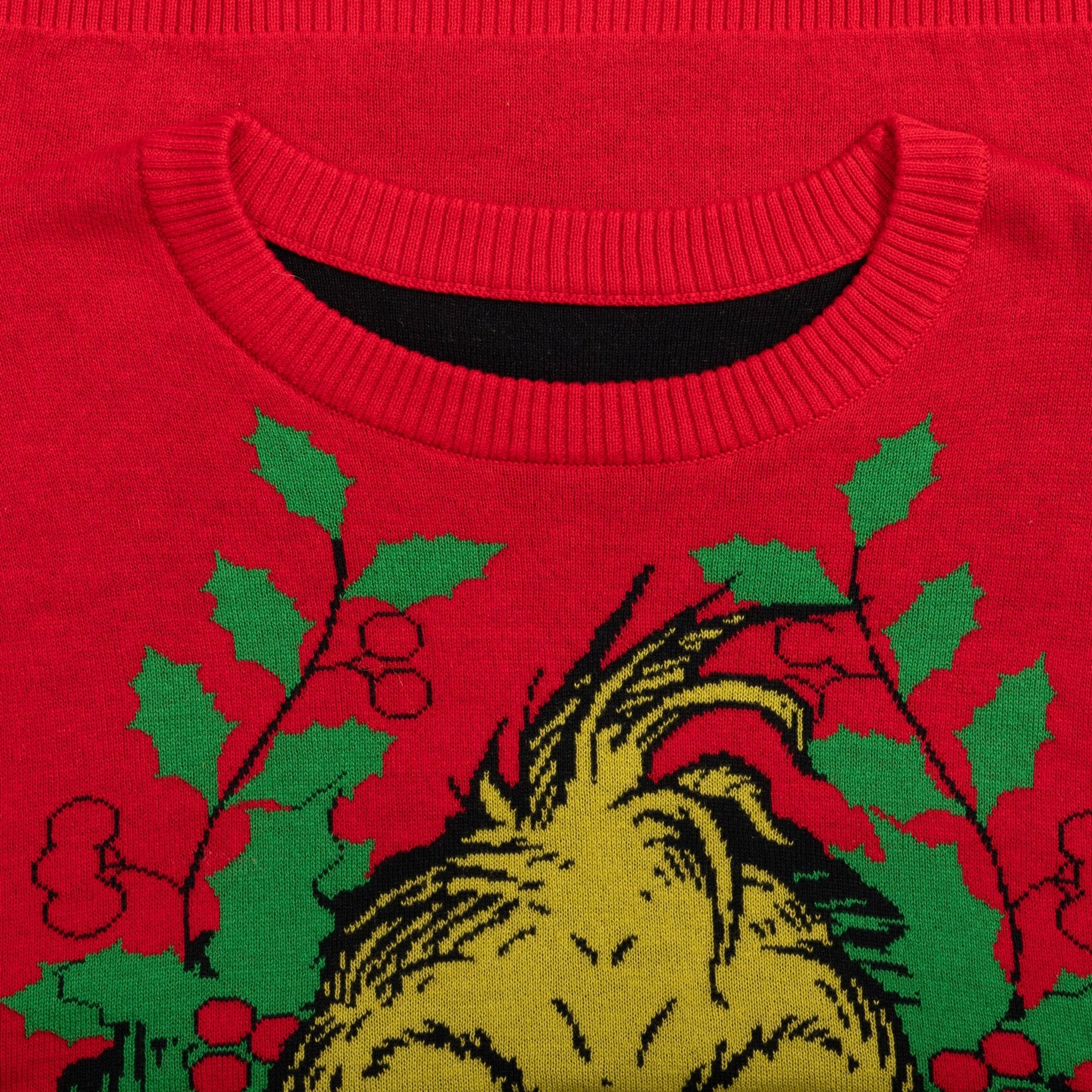 Grinch Head Santa Hat Wreath Sweater - TVStoreOnline