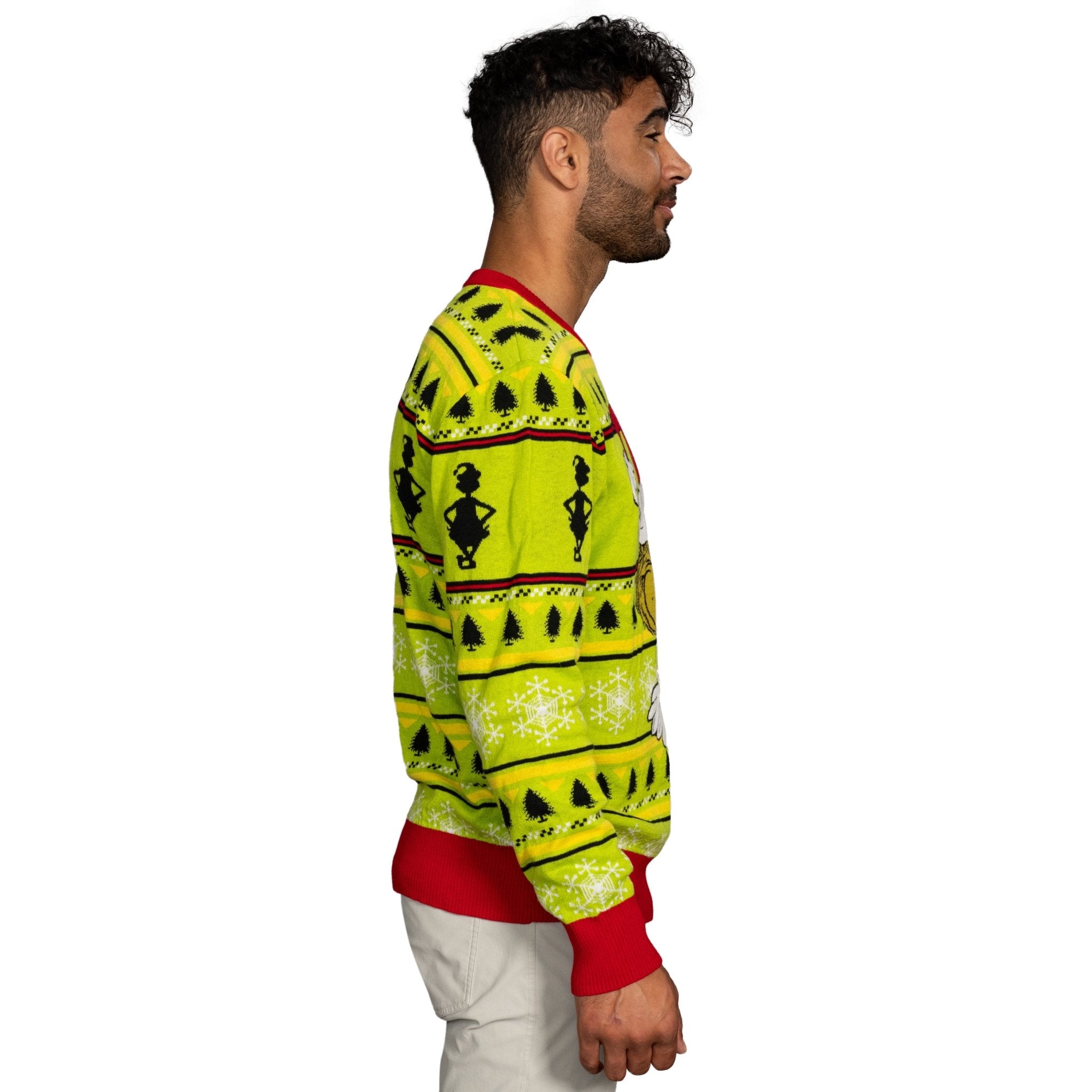 Grinch Head Santa Hat Wreath Sweater - TVStoreOnline