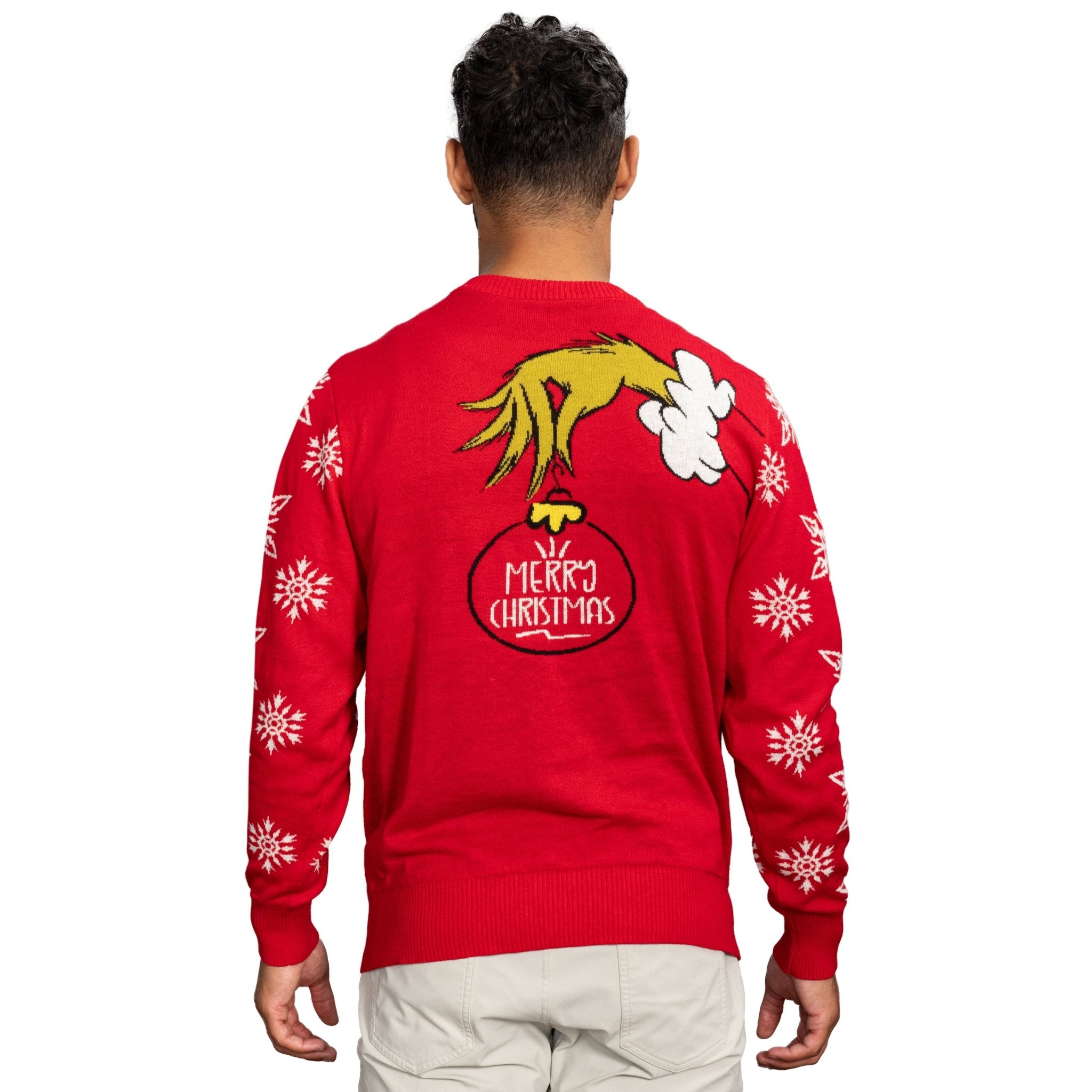 Grinch Head Santa Hat Wreath Sweater - TVStoreOnline