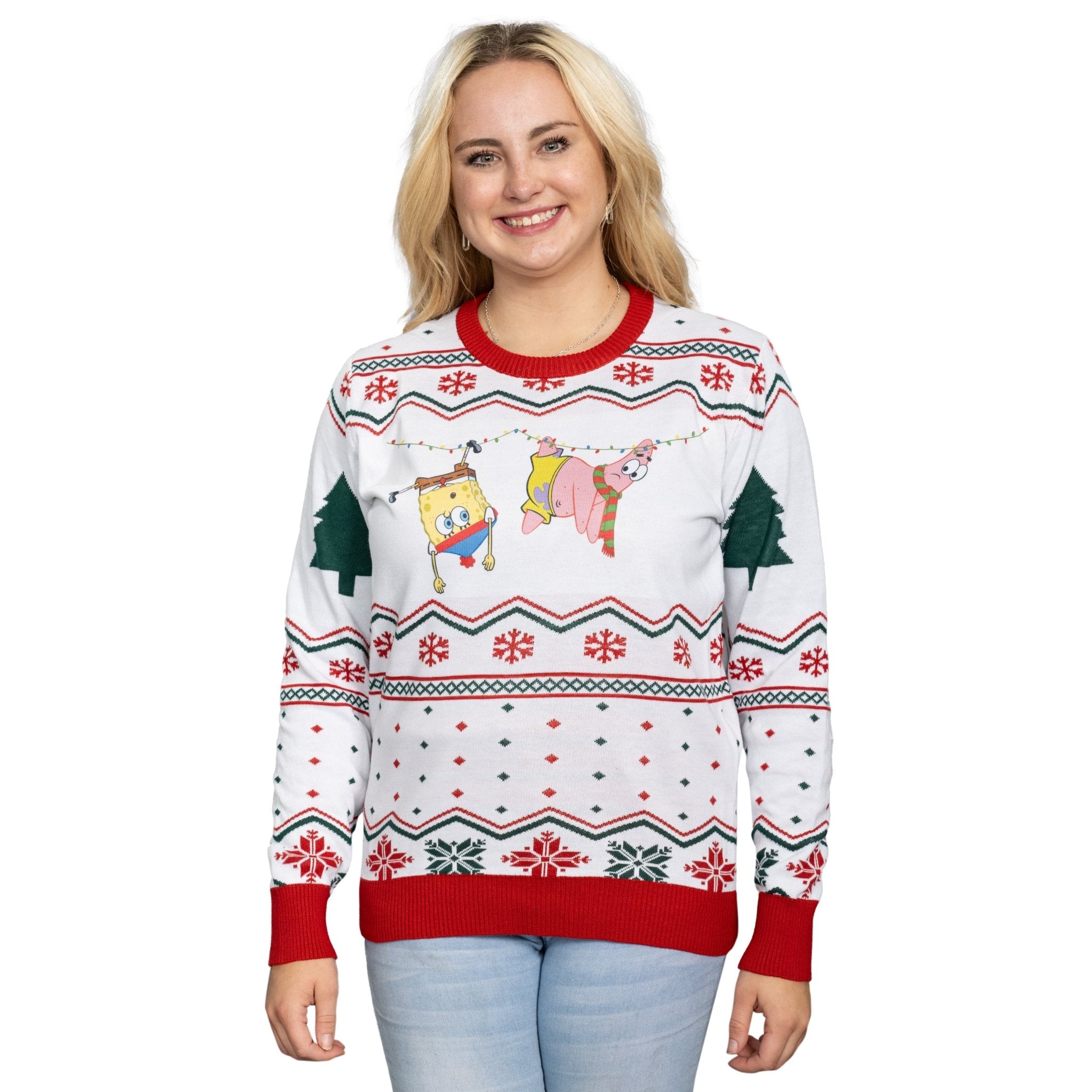 Hanging Lights SpongeBob and Patrick Christmas Sweater - TVStoreOnline