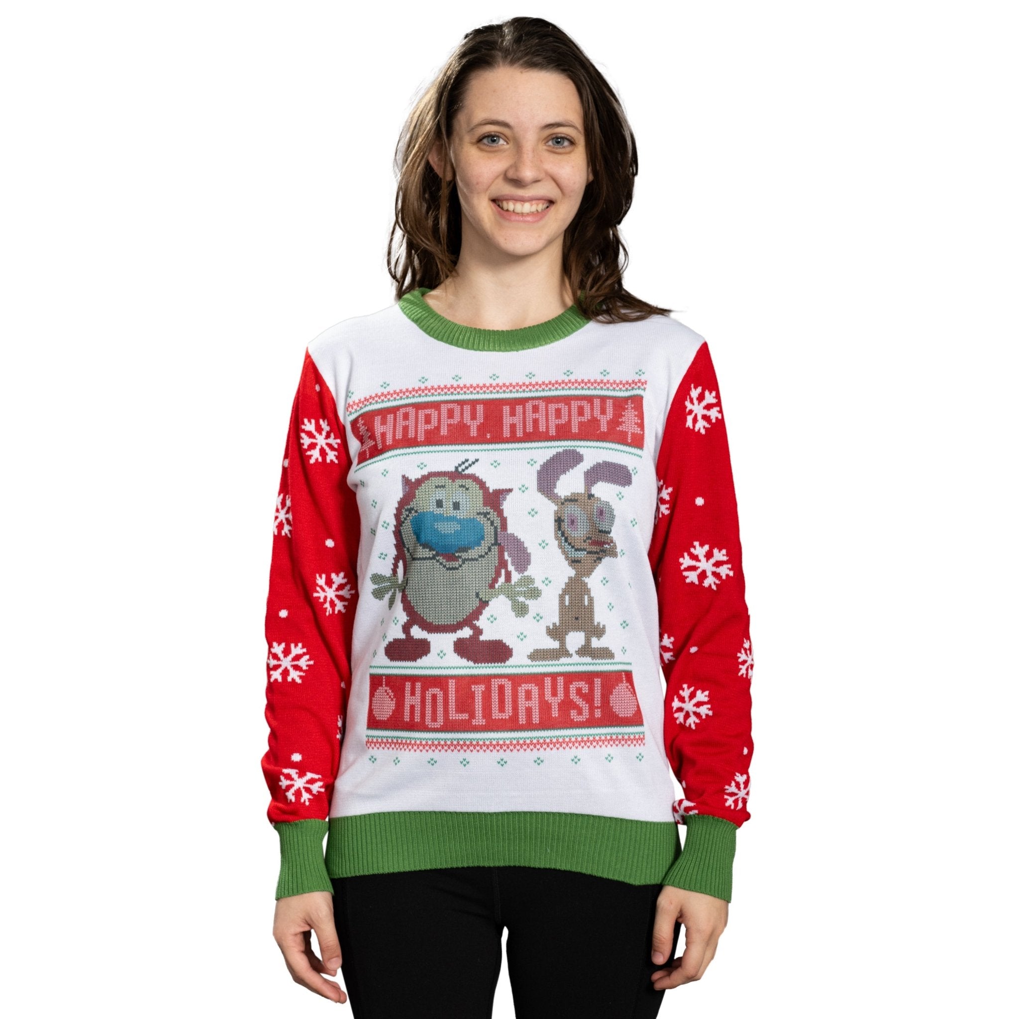 Happy Happy Holidays Ren & Stimpy Character Sweater - TVStoreOnline