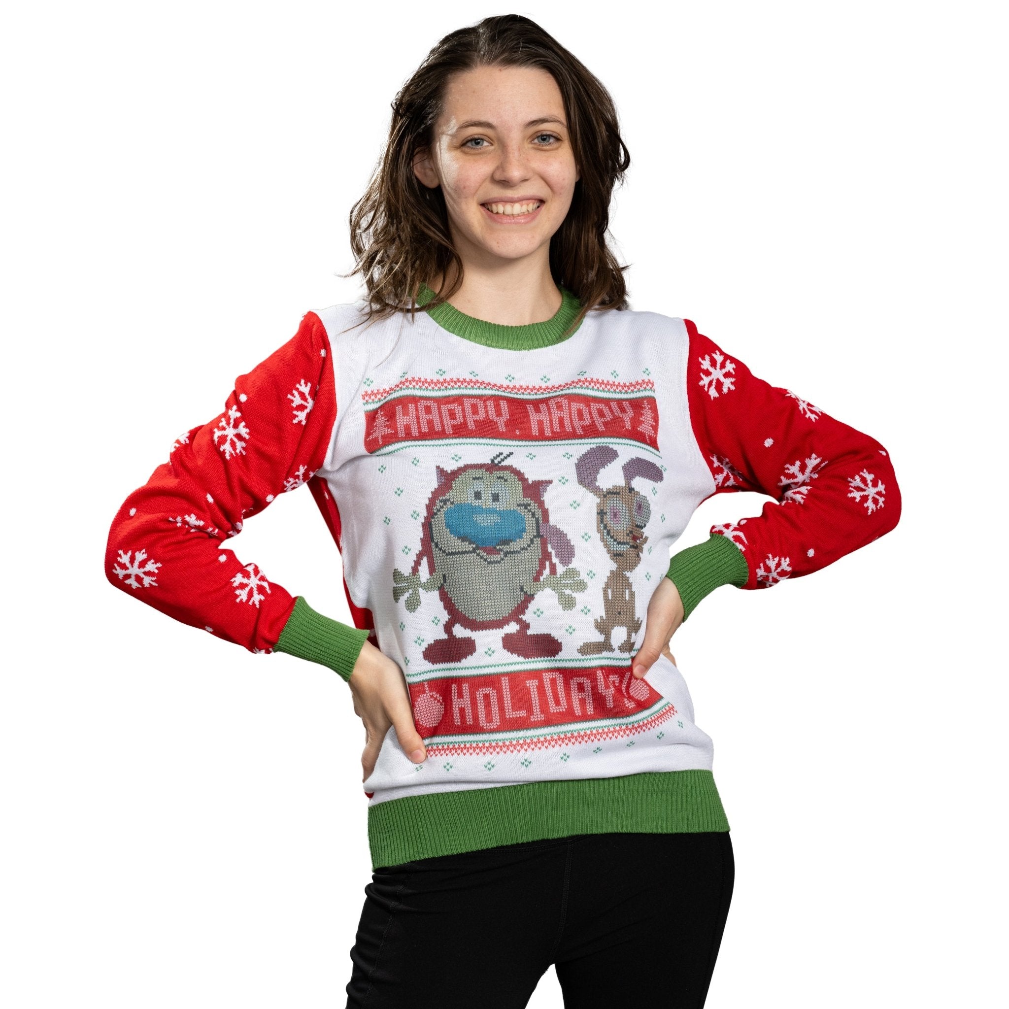 Happy Happy Holidays Ren & Stimpy Character Sweater - TVStoreOnline