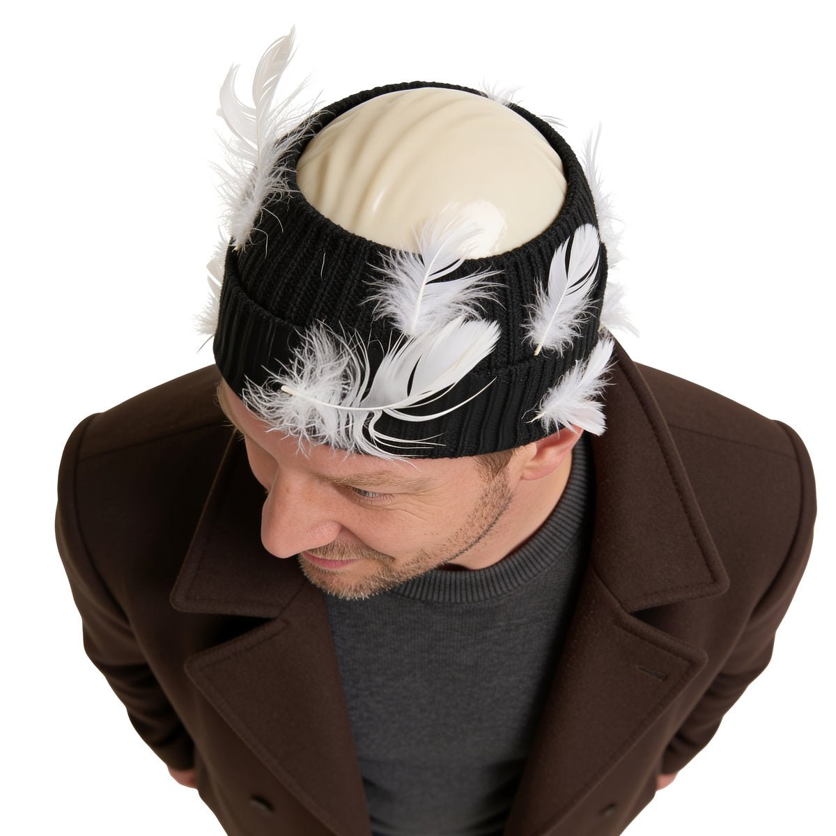 Harry Christmas Home Robber Bald Cap with Feathers Adult Halloween Cosplay Costume Accessory - TVStoreOnline