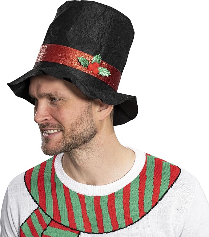 I Am the Snowman Knitted Unisex Ugly Christmas Sweater Top Hat Costume Set - TVStoreOnline
