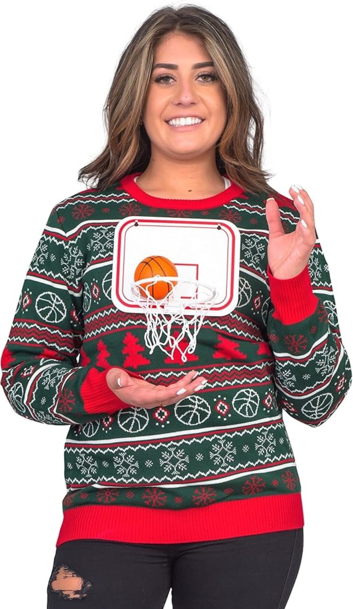 Interactive Adult Unisex Basketball Net 3D Ugly Christmas Party Sweater - TVStoreOnline