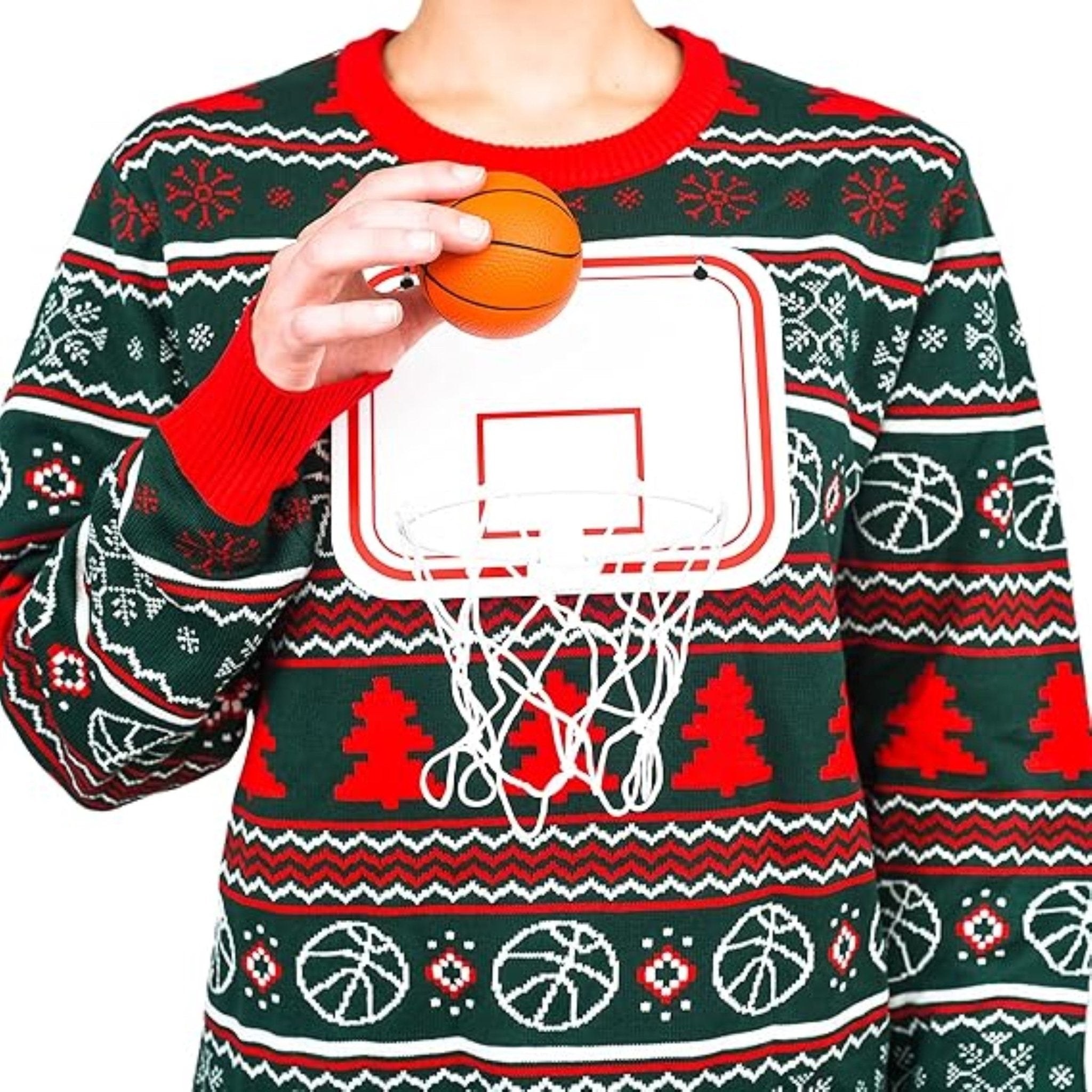 Interactive Adult Unisex Basketball Net 3D Ugly Christmas Party Sweater - TVStoreOnline