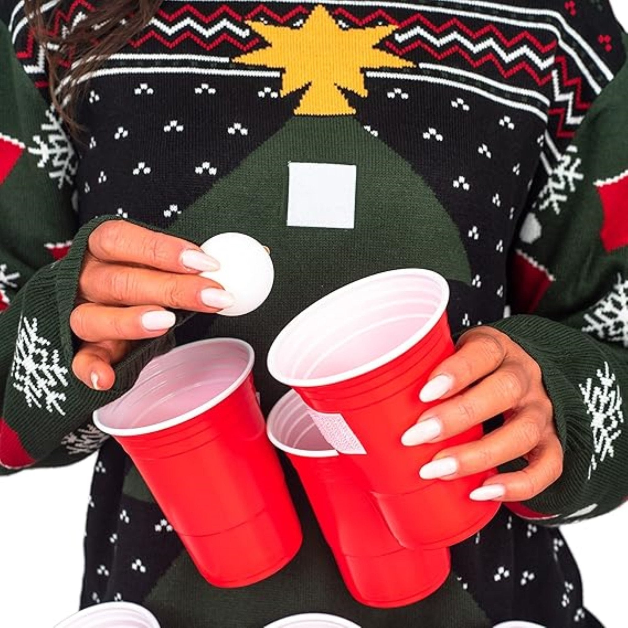Interactive Adult Unisex Beer Pong 3D Ugly Christmas Party Sweater - TVStoreOnline