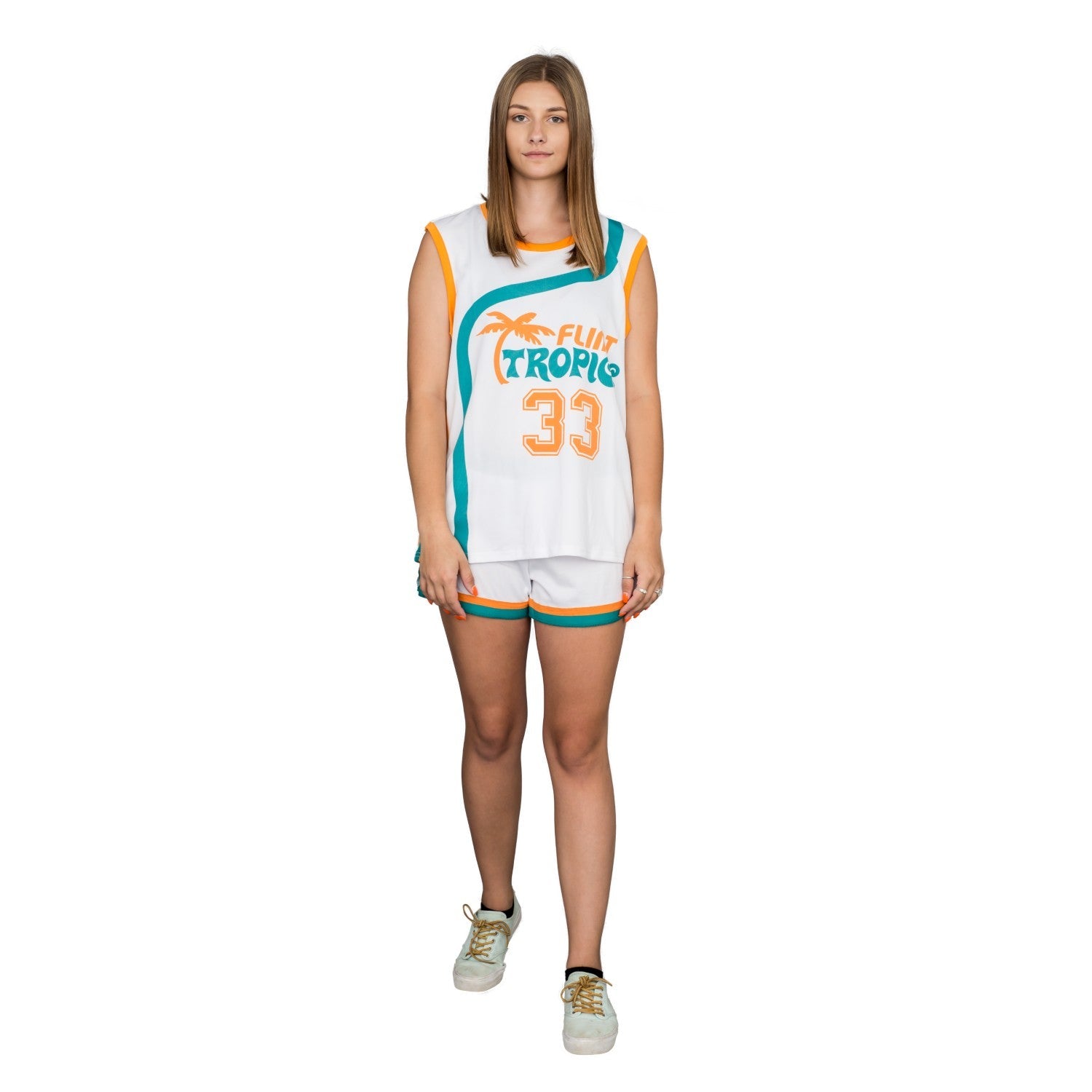 Jackie Moon Basketball Player Flint Tropics #33 Jersey and Shorts Halloween Costume Cosplay - TVStoreOnline