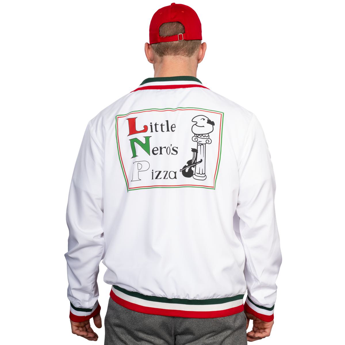 Little Nero’s Pizza Delivery Driver Christmas Movie White Jacket and Red Hat Complete Cosplay Halloween Costume Set - TVStoreOnline