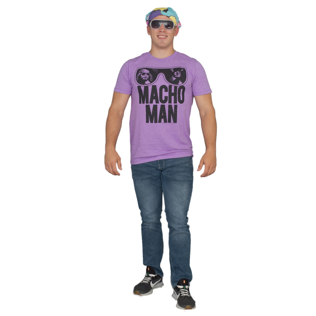 Macho Man T-shirt Bandana and Sunglasses Complete Halloween Cosplay Costume Set - TVStoreOnline