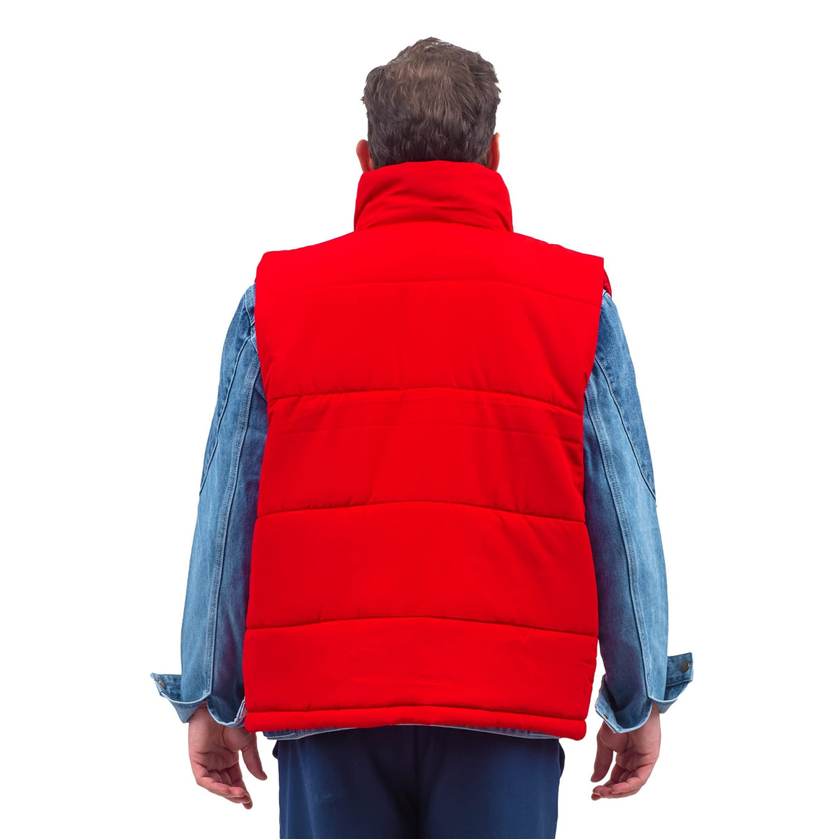 Marty McFly Denim Shirt and Red Puffy Vest Halloween Costume Cosplay - TVStoreOnline